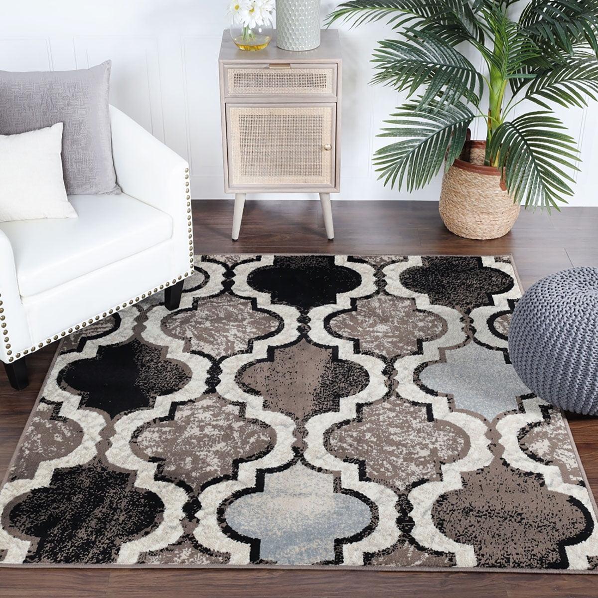 Ivory Trellis Elegance 8' Square Synthetic Area Rug