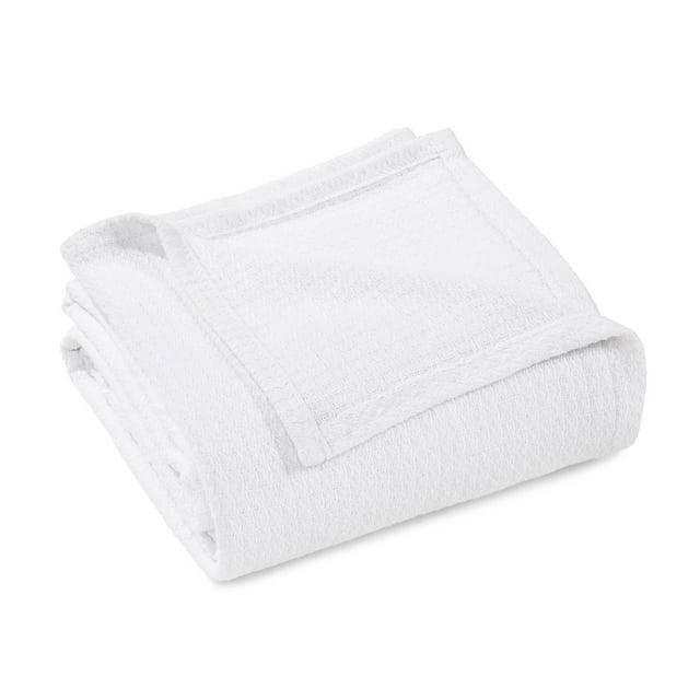 Superior Waffle Weave Knit Cotton Blanket, King, White