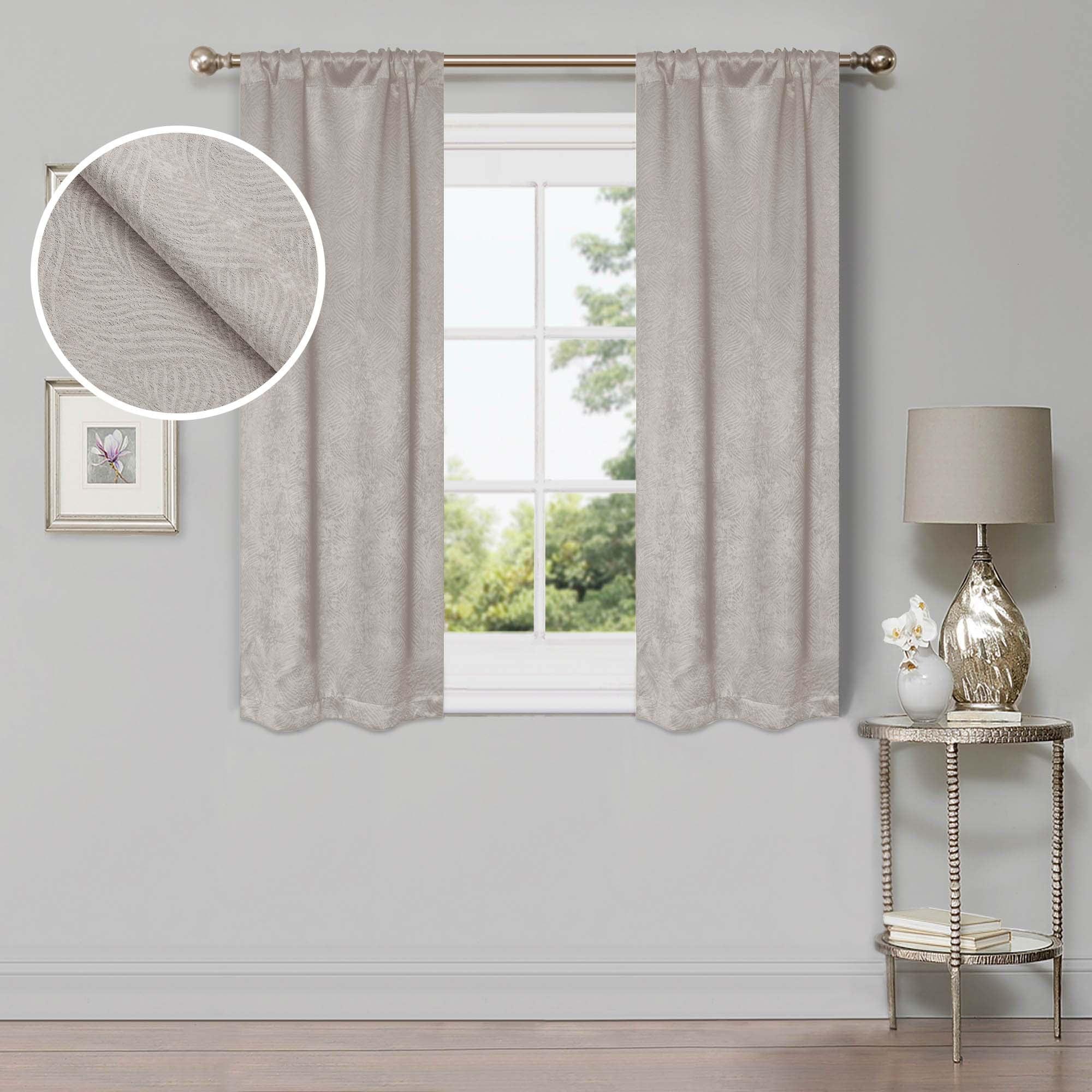 Superior Waverly Blackout Curtains, Rod Pocket, Set of 2, 26" x 63", Ivory
