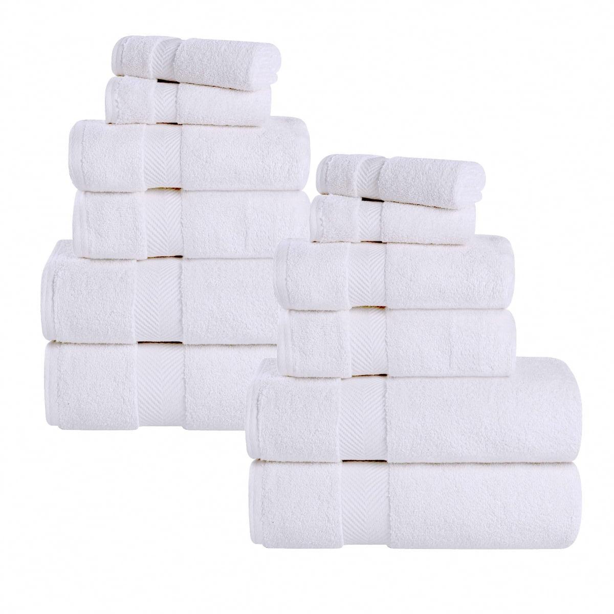 Superior Zero Twist Cotton 12 Piece Assorted Towel Set, White