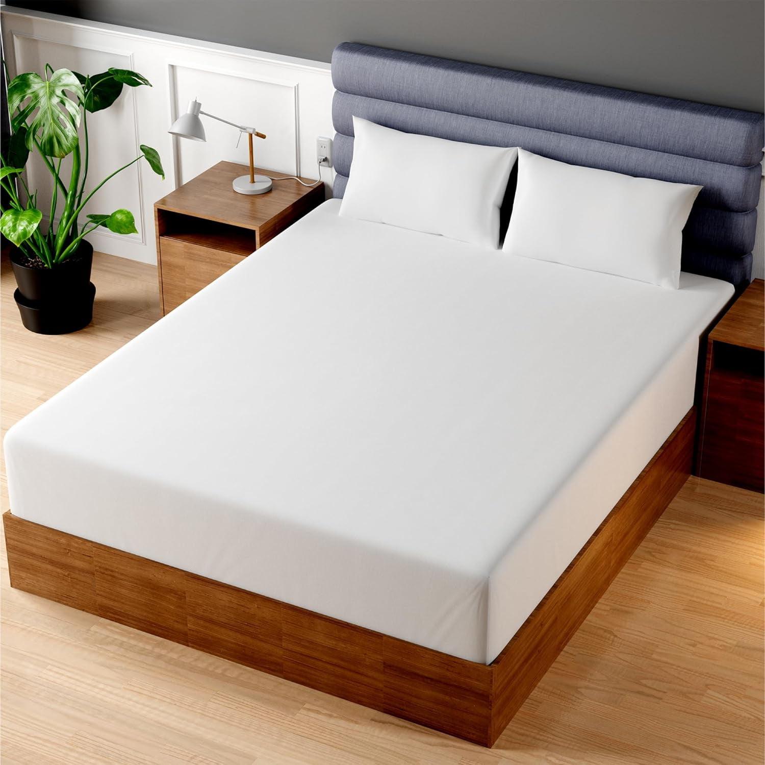 Superity Linen Full Size White Cotton Flat Sheet