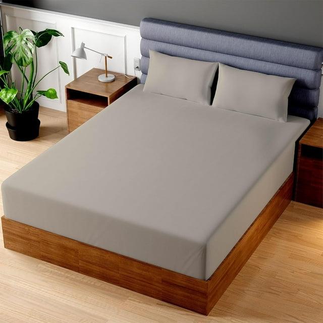 Superity Linen 100% Cotton Breathable King Fitted Sheet – Stone