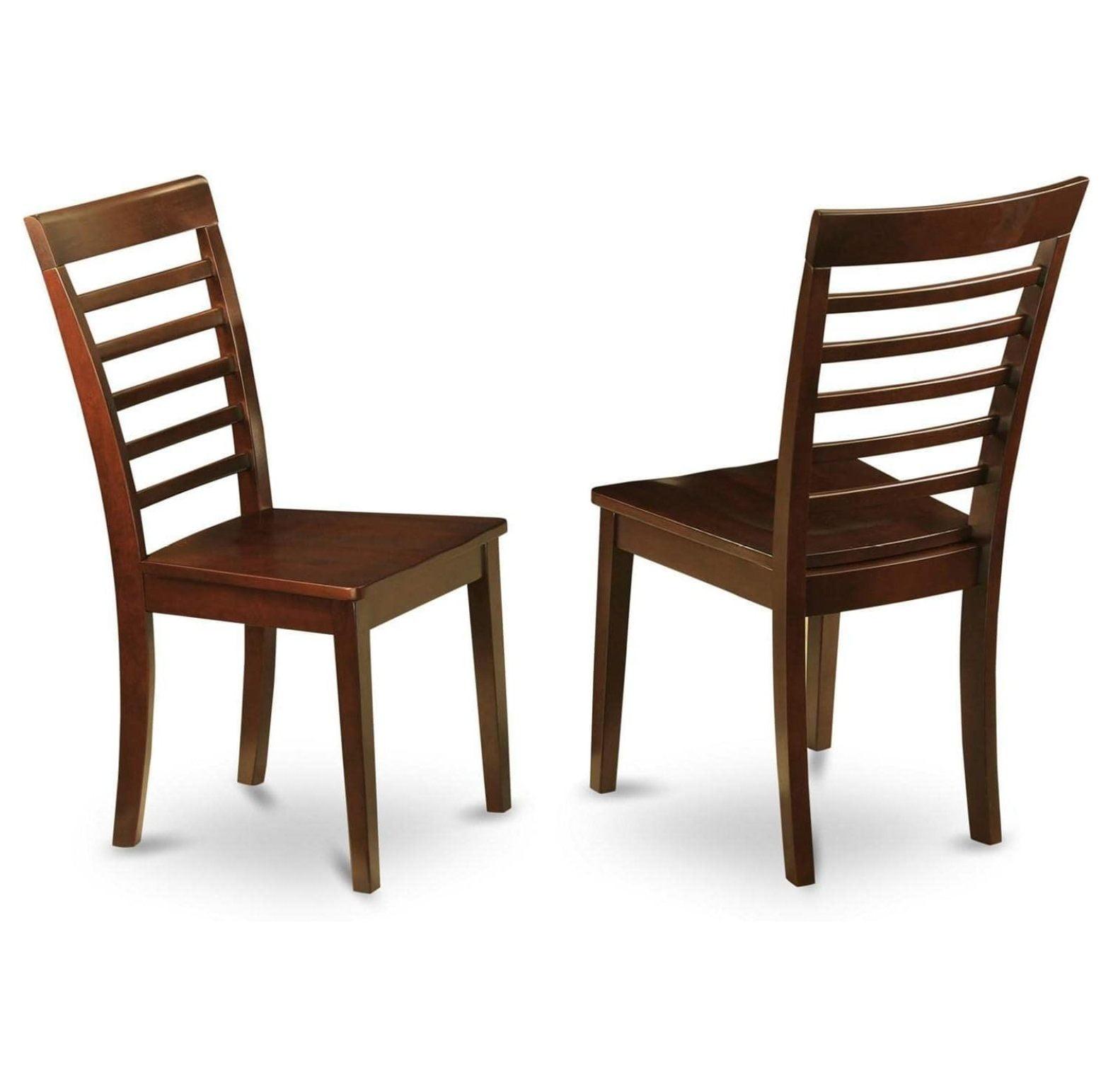 Mahogany Ladder Back Solid Wood Dining Chairs, Set of 2