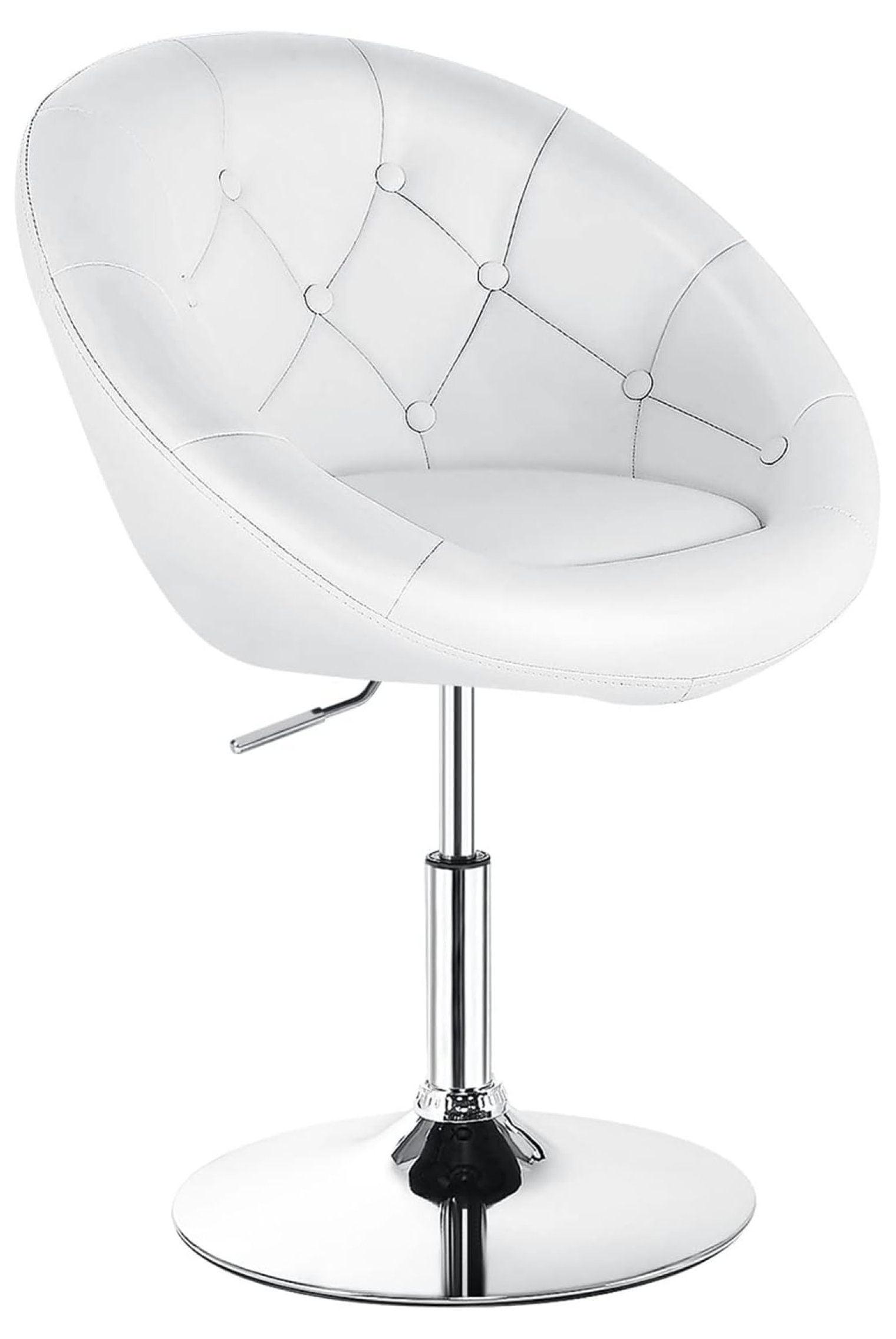 White Faux Leather Adjustable Swivel Accent Chair