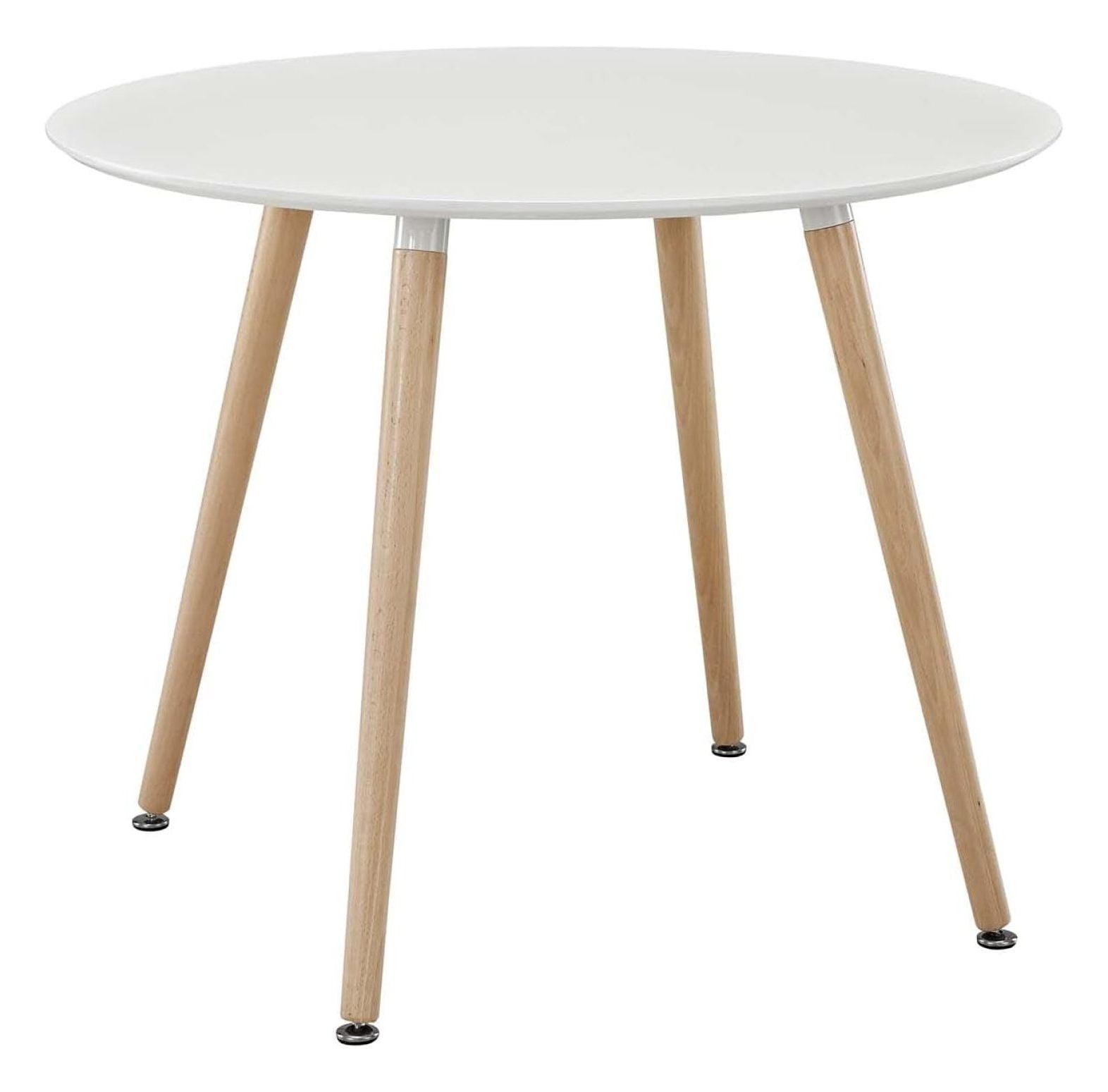 White Round Wood Contemporary Dining Table