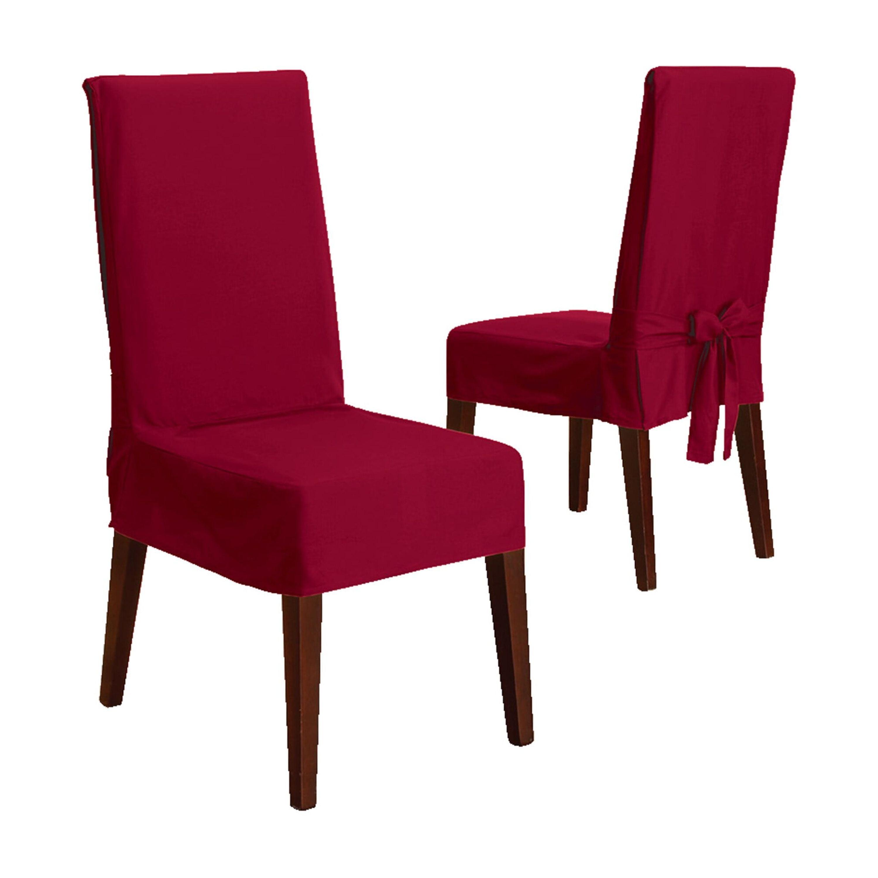 Claret Cotton Duck Long Dining Chair Slipcover