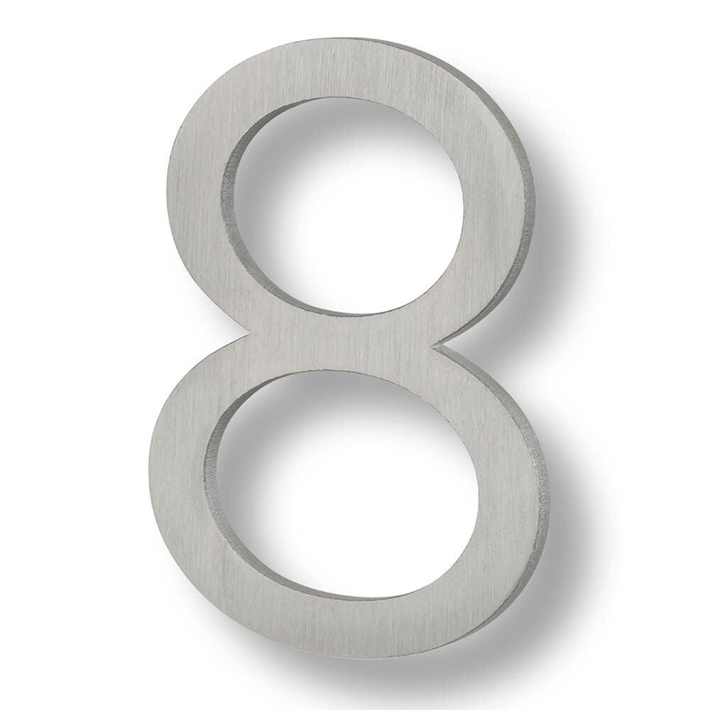 6'' Brushed Aluminum Floating House Number 8