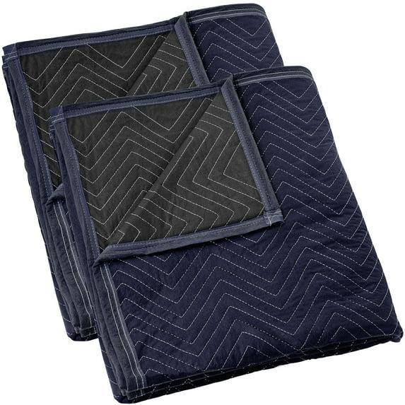 Navy Blue and Black Heavyweight Quilted Moving Blankets, 80" x 72"