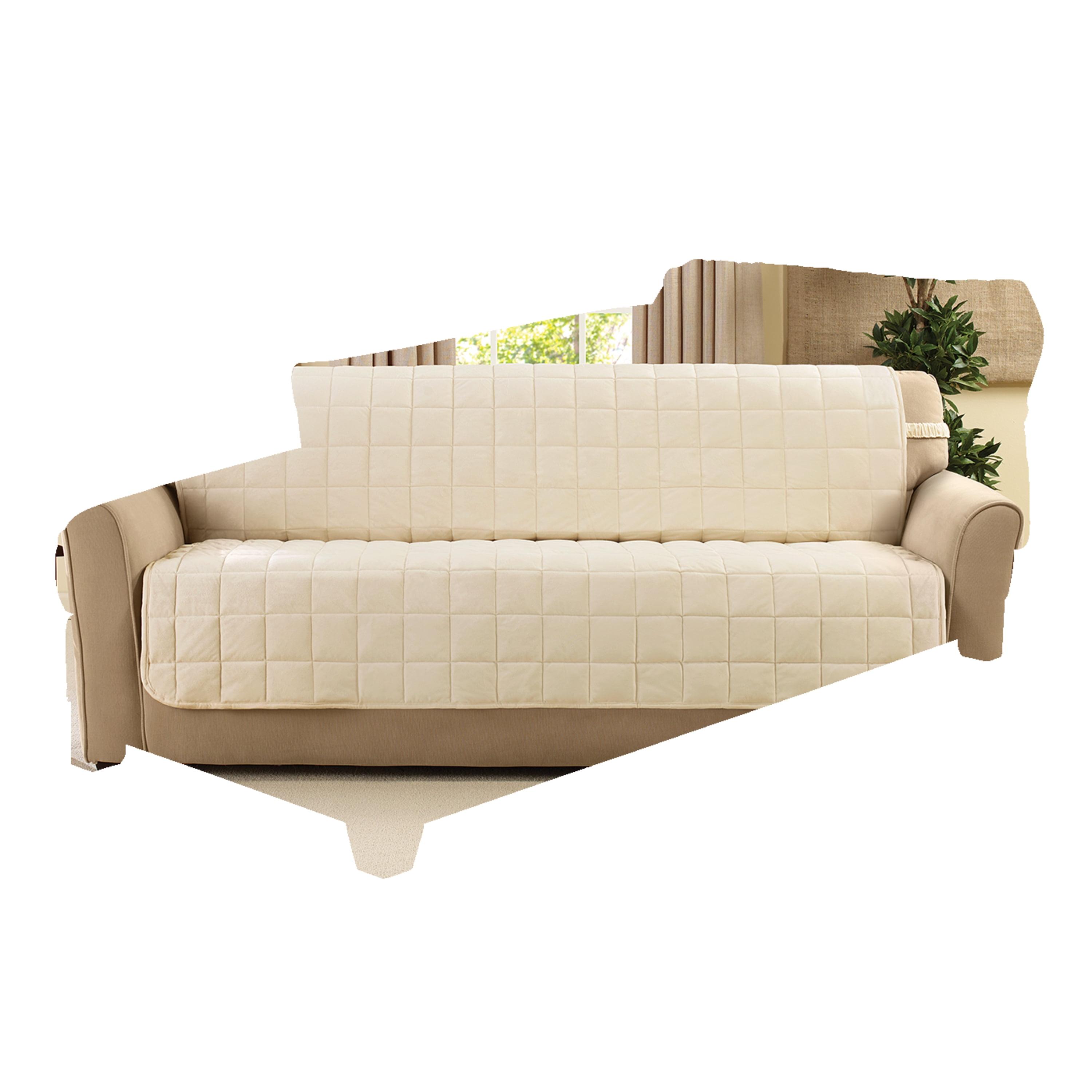 Deluxe Pet Armless Sofa Furniture Cover Ivory - Sure Fit: Machine Washable, Faux Suede Protector