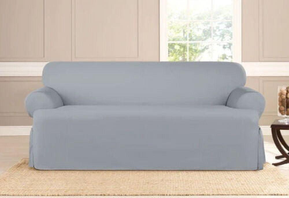 Pacific Blue Heavyweight Cotton Canvas T-Cushion Sofa Slipcover