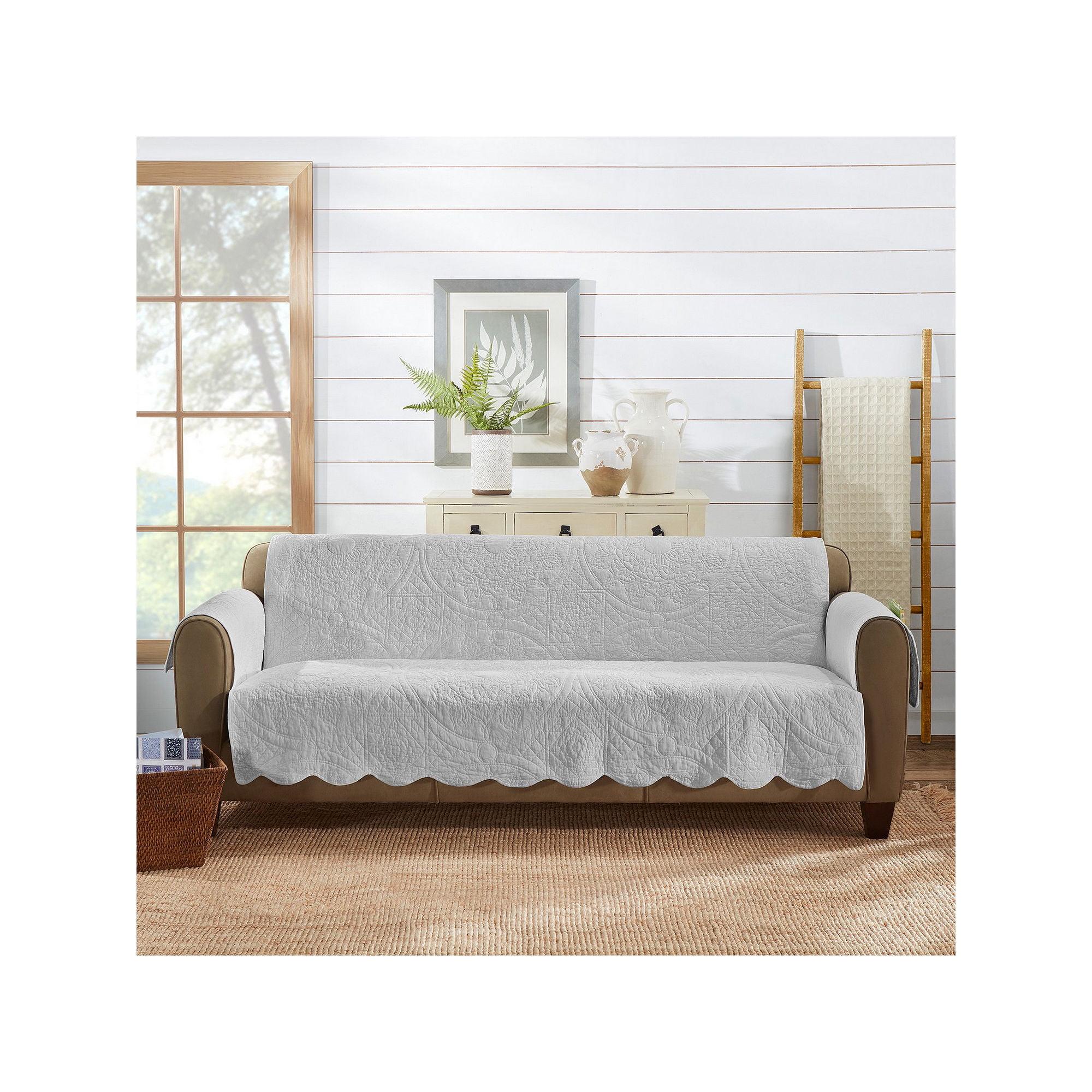 Sure Fit Heirloom Quilt Furniture Cover Cotton Box Cushion Sofa Slipcover