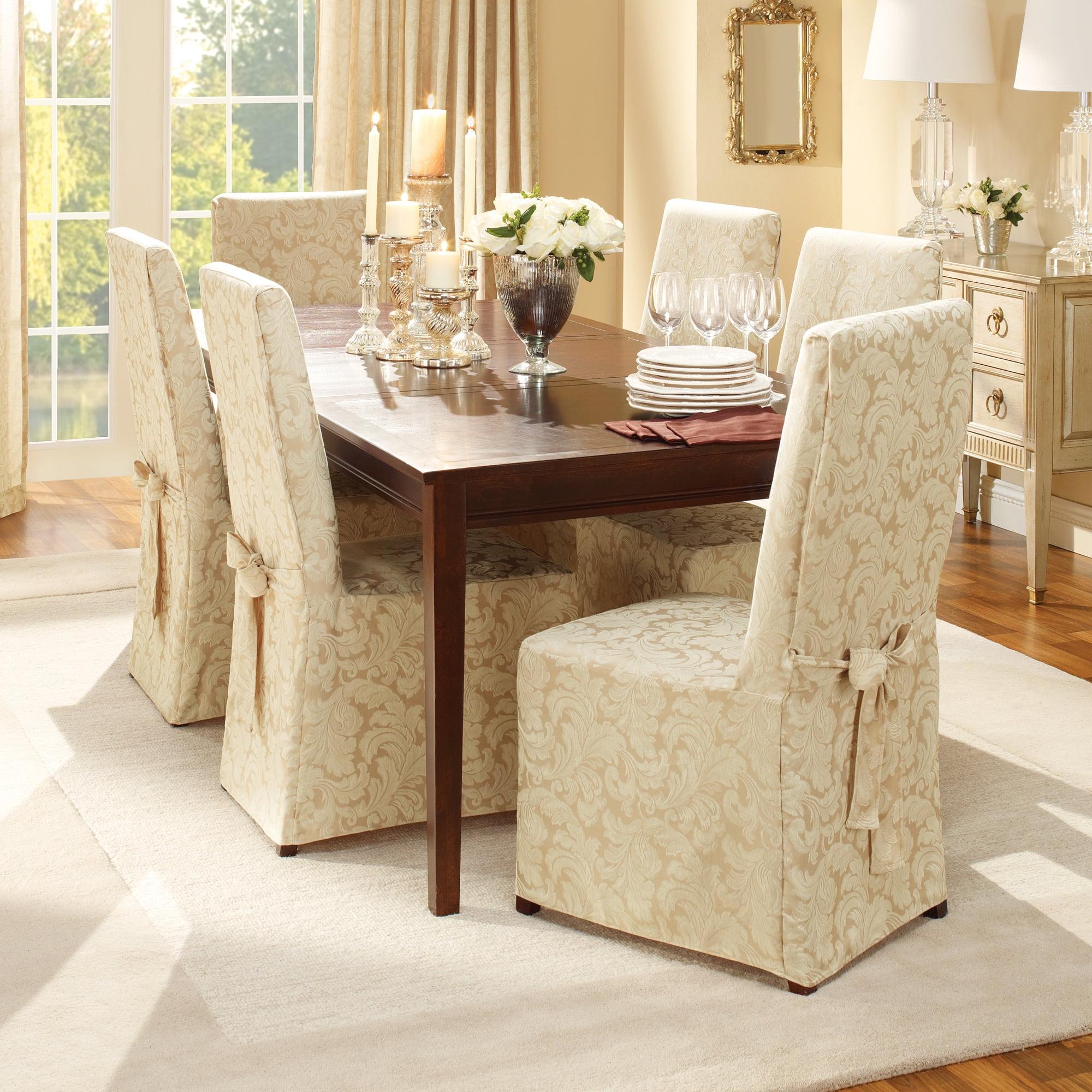 Scroll Classic Box Cushion Dining Chair Slipcover