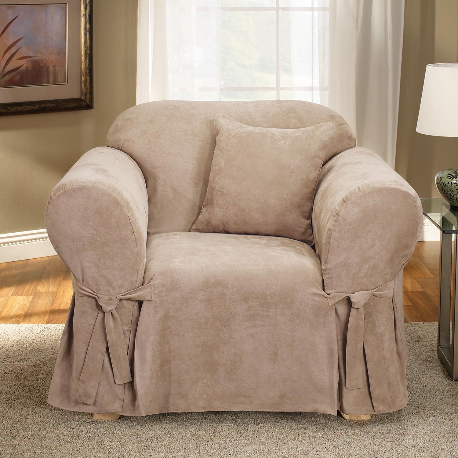 Soft Suede Box Cushion Armchair Slipcover