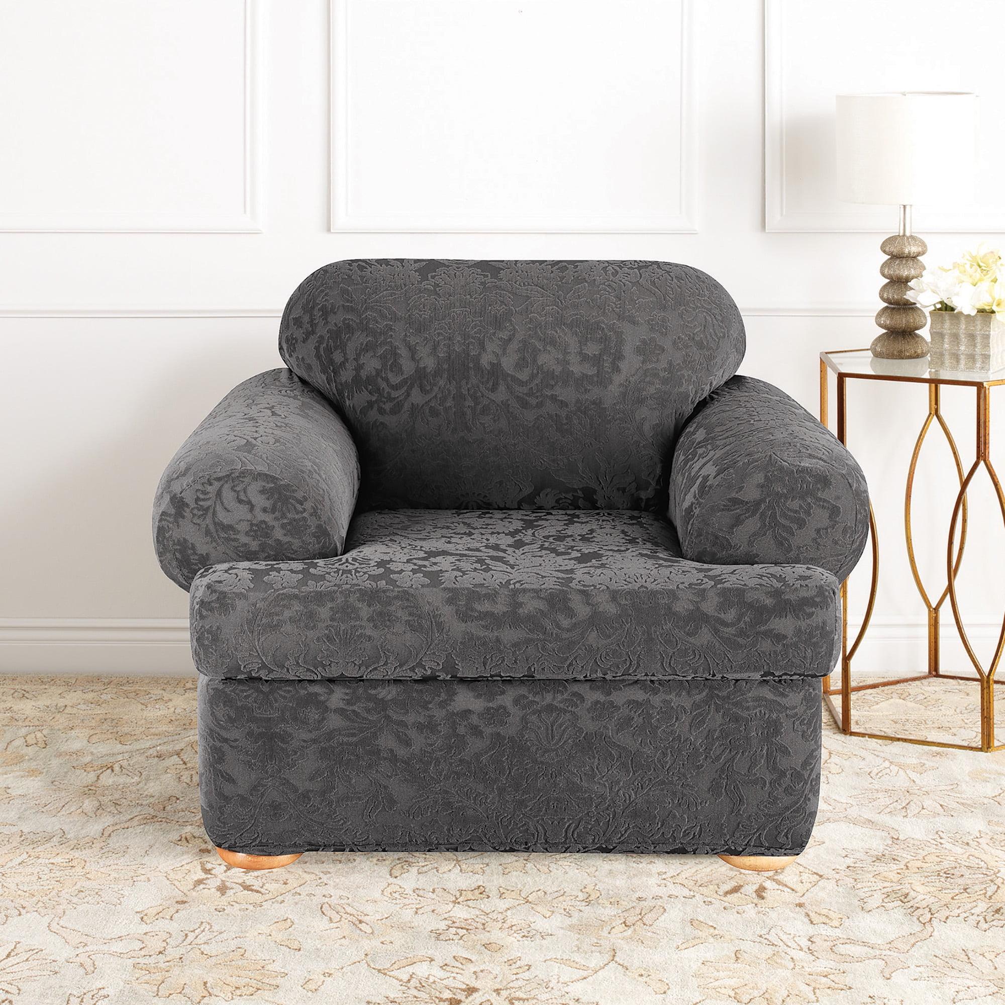 Sure Fit Stretch Jacquard Damask T-Cushion Armchair Slipcover