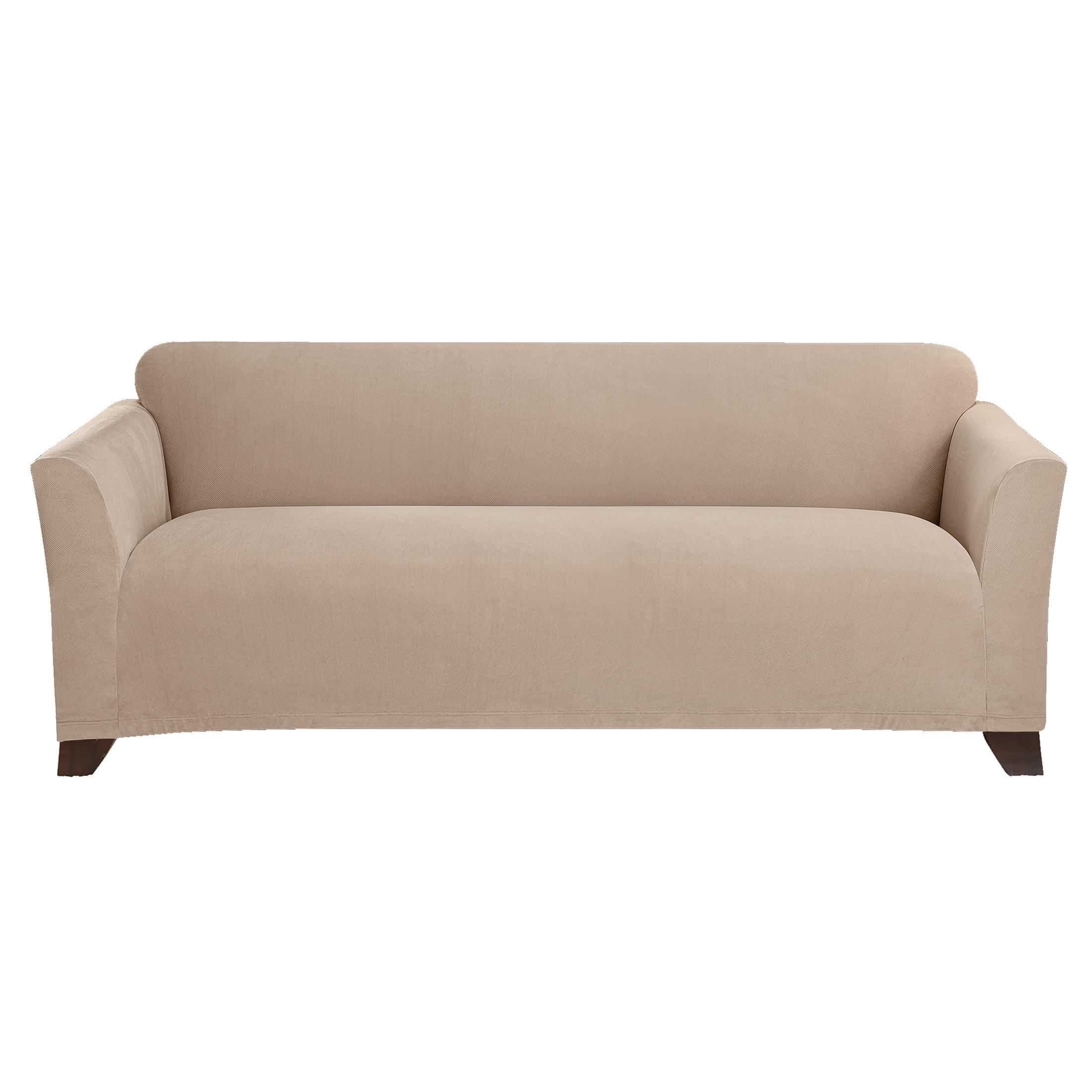 Khaki Stretch Fit Box Cushion Sofa Cover