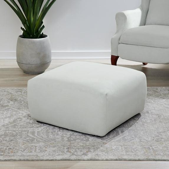 SureFit Funda Otomana Cuadrada de ante Elástico con Parte Inferior Elástica, Funda Otomana Individual Gris Claro