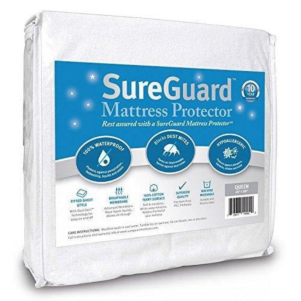 SureGuard Queen Size Waterproof Hypoallergenic Cotton Terry Mattress Protector