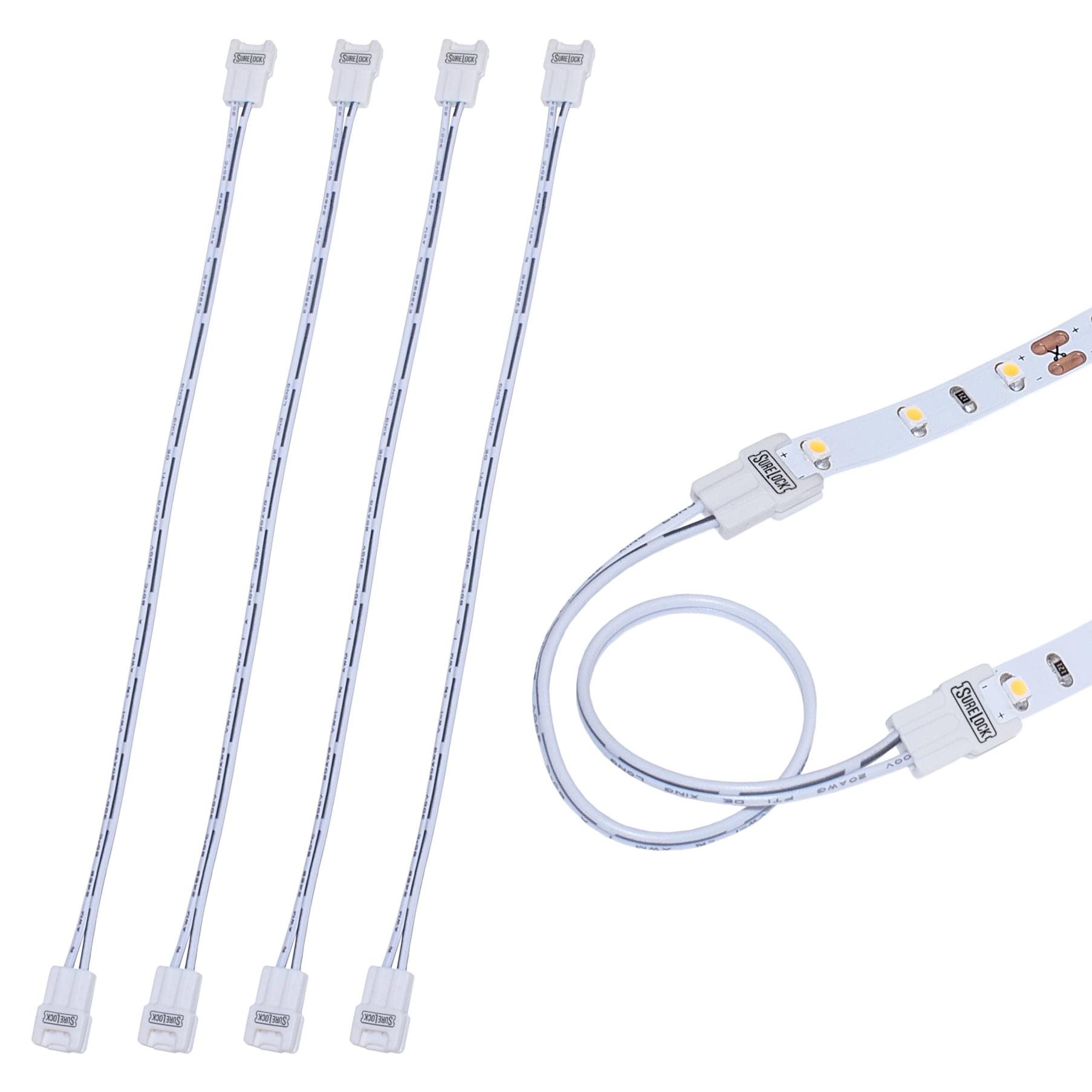 SureLock 2 Pin LED Strip Light Wire Lead Connector, 5 Pack