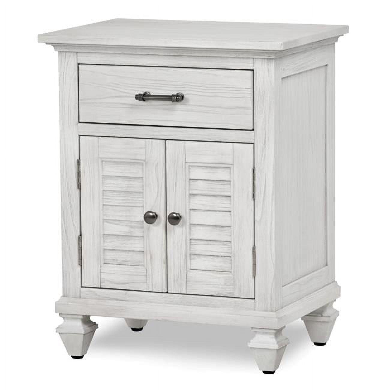 White Coastal 1-Drawer 2-Door Nightstand with Solid Wood Frame