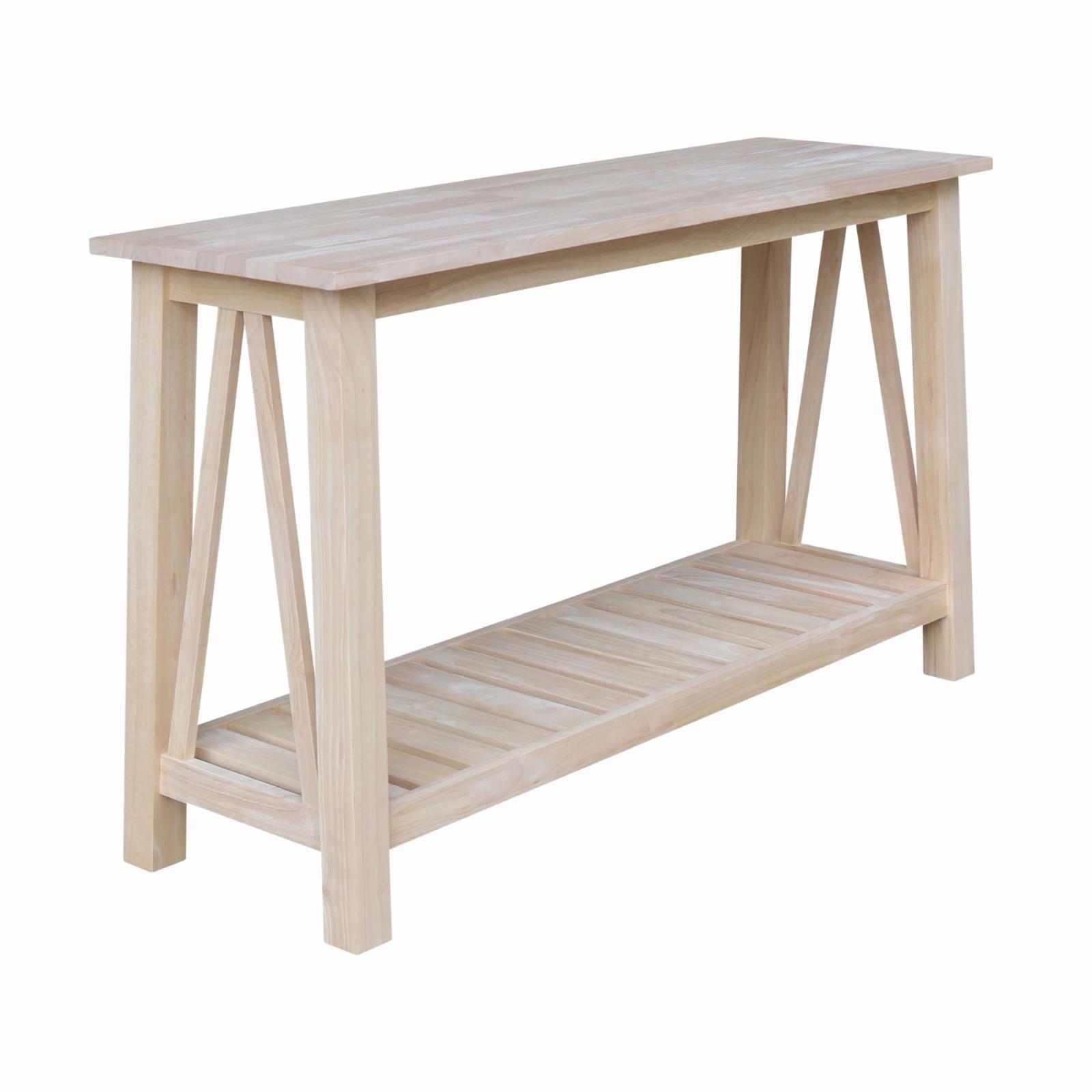 Eco-Friendly Parawood Surrey Console Table with Storage - Unfinished