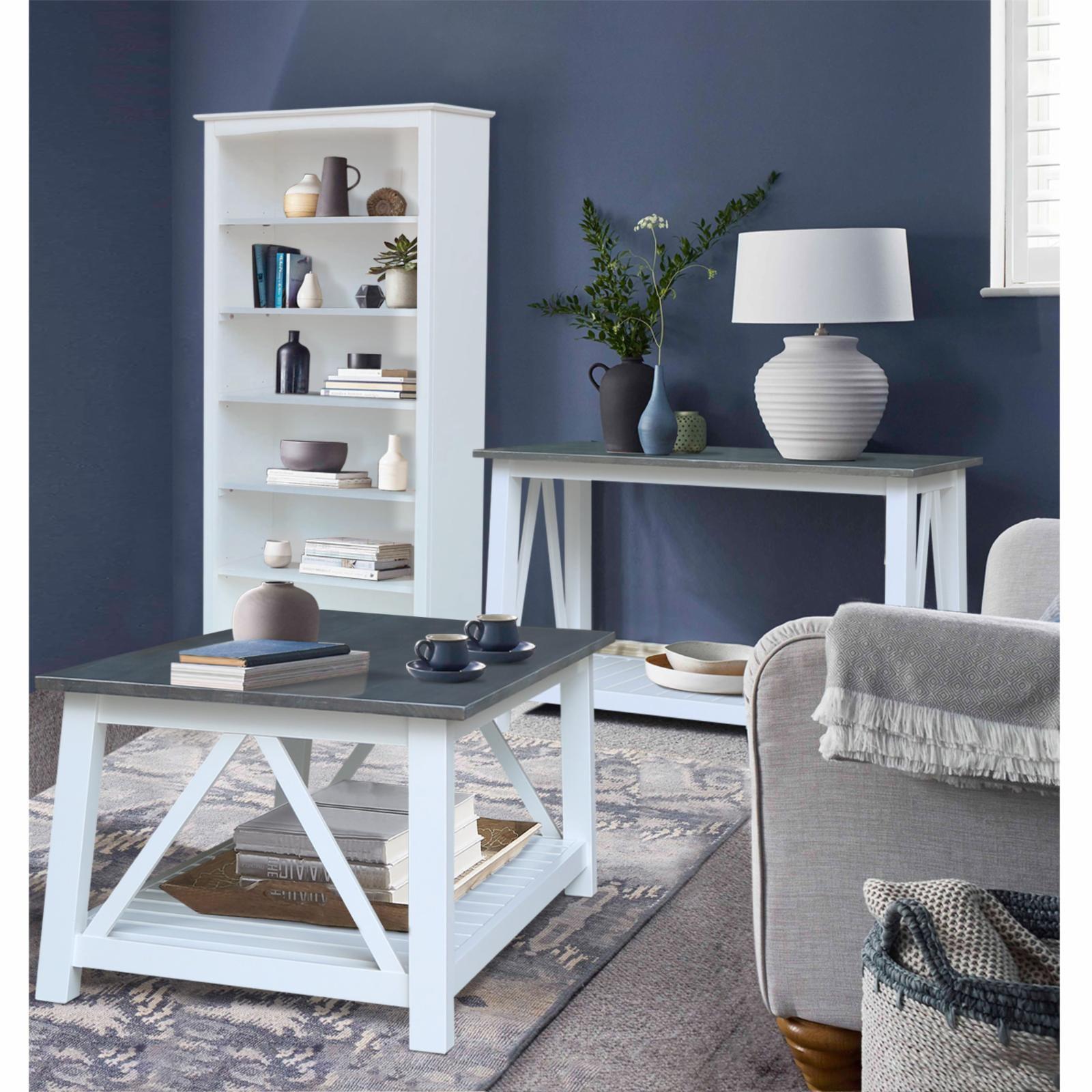 Surrey Solid Wood Console/Sofa Table in White/Heather Gray