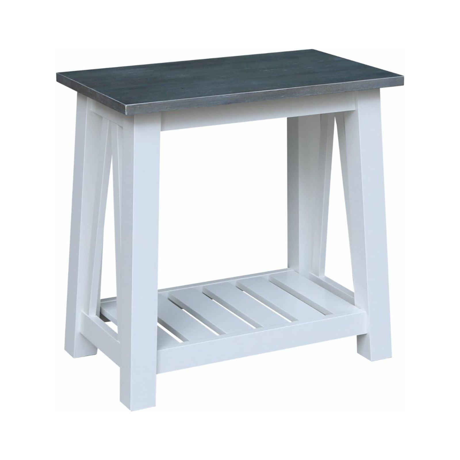 Eco-Friendly Parawood Surrey Rectangular Side Table in White & Heather Gray