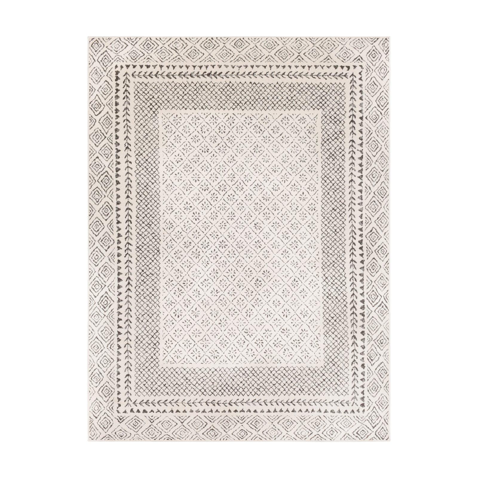 Gray and Beige Reversible Rectangular Stain-Resistant Area Rug