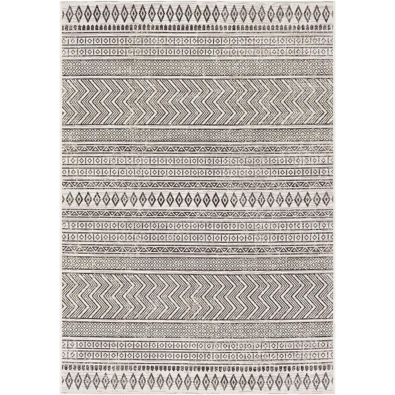 Black and White Rectangular Synthetic Easy Care Rug