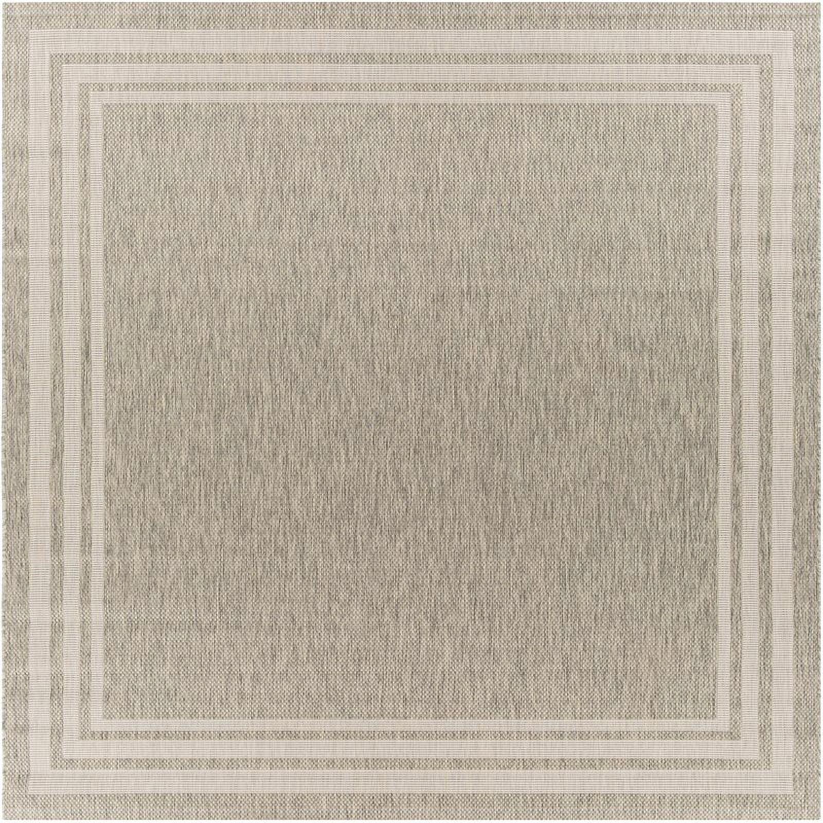 Gray and Beige Square Synthetic Easy Care Rug