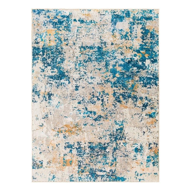 Jefferson Blue and Taupe Rectangular Polyester Rug