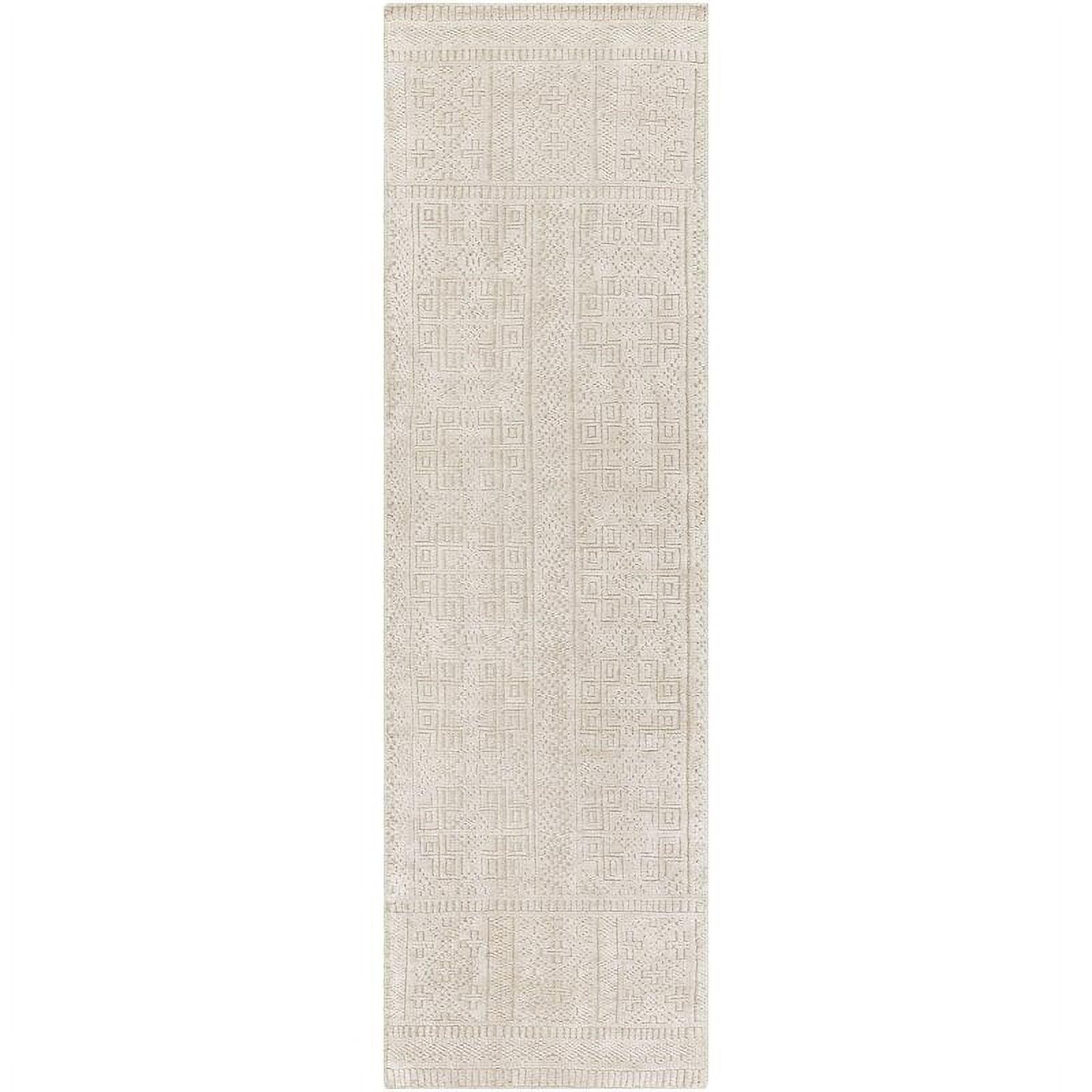 Hand-Knotted Moroccan Denim & Khaki Wool-Viscose Runner Rug