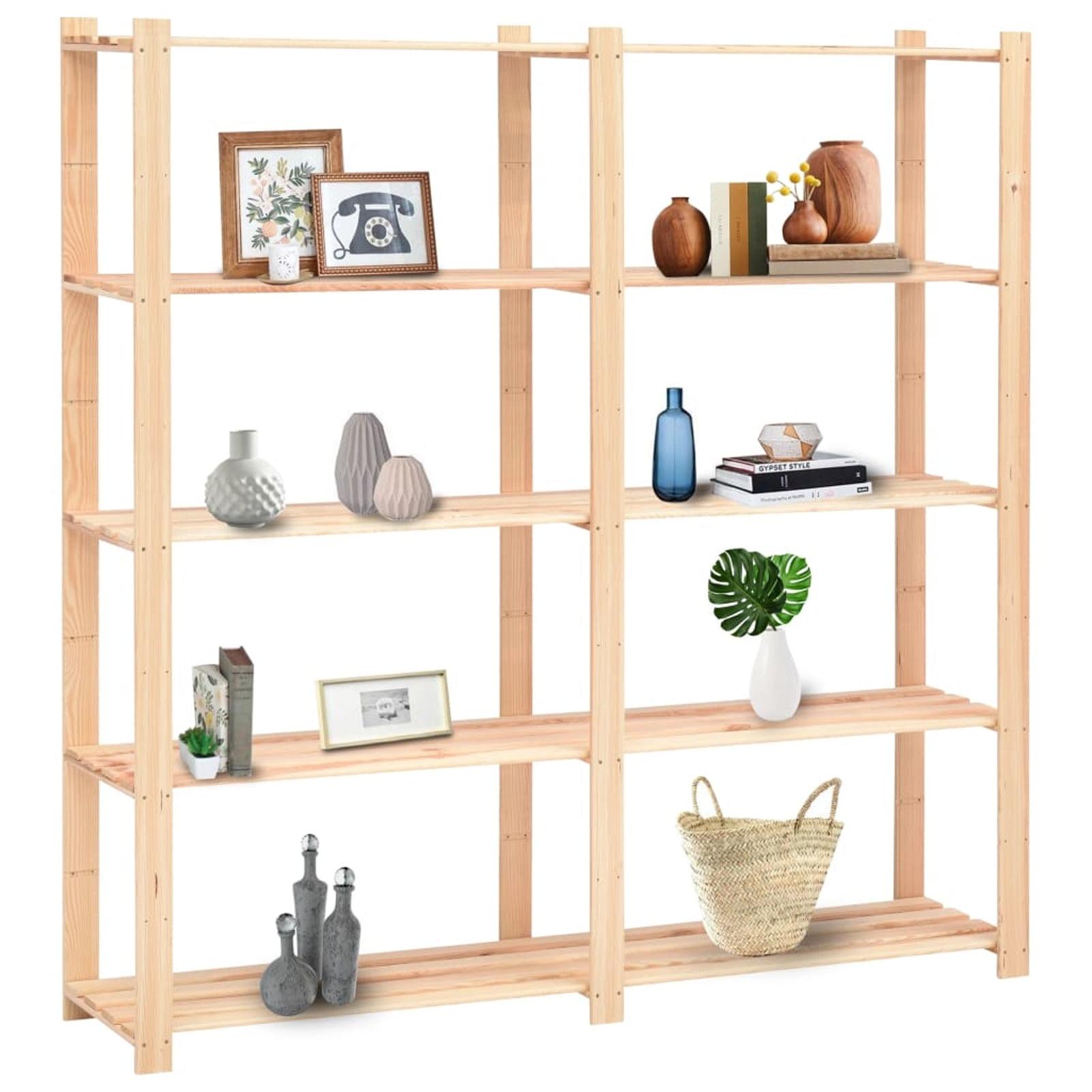 66.9" Solid Pinewood 4-Shelf Standing Storage Rack