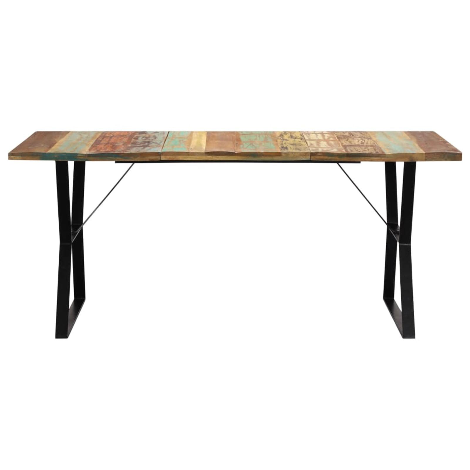 Vintage Charm 70.8" Reclaimed Wood Dining Table with Iron Legs