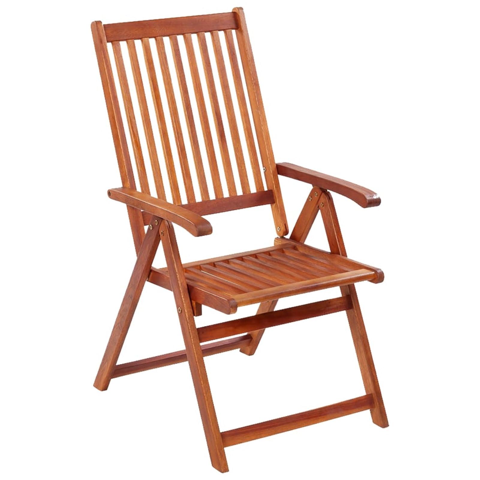 Tropical Acacia Wood Adjustable Folding Patio Chair in Brown