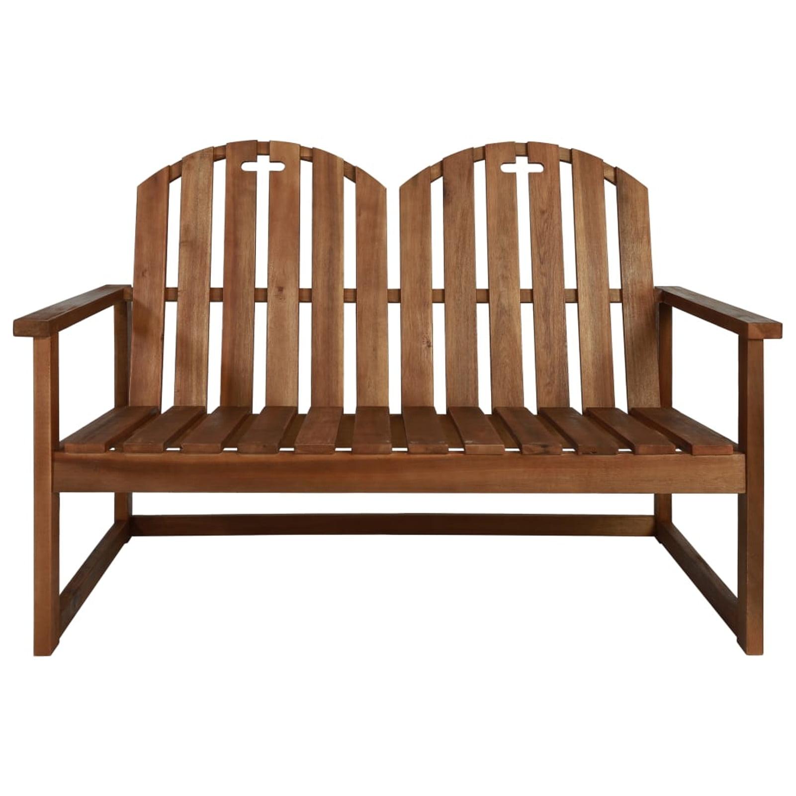 Solid Acacia Wood 43.3" Outdoor Patio Bench with Oil Finish