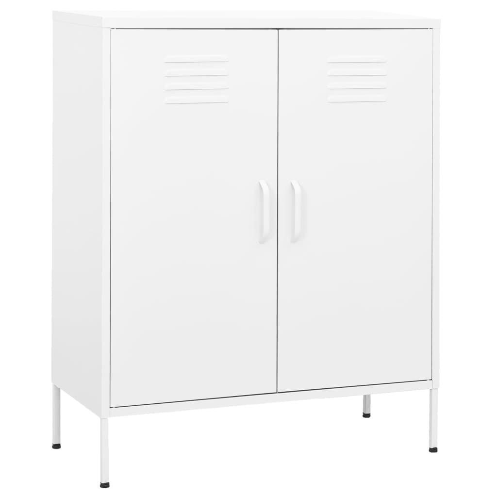 Sleek White 31.5" Steel Storage Cabinet with Adjustable Shelving