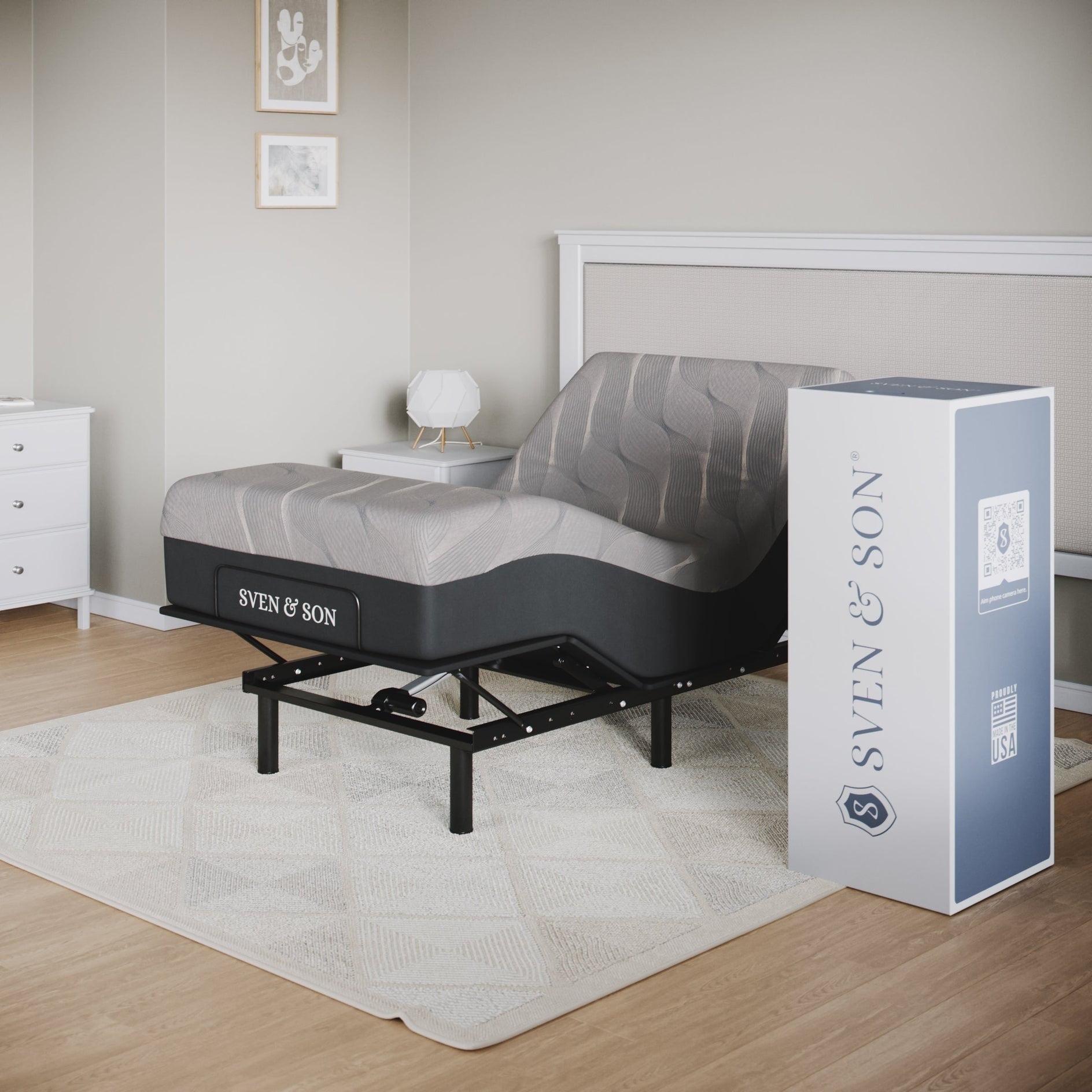Sven & Son Essential Adjustable Bed Base (Frame) + 12 in Memory Foam Matt (Medium), Easy Assembly, Head and Foot Lift, Memory Positions, Zero Gravity, Wireless Remote - Twin XL