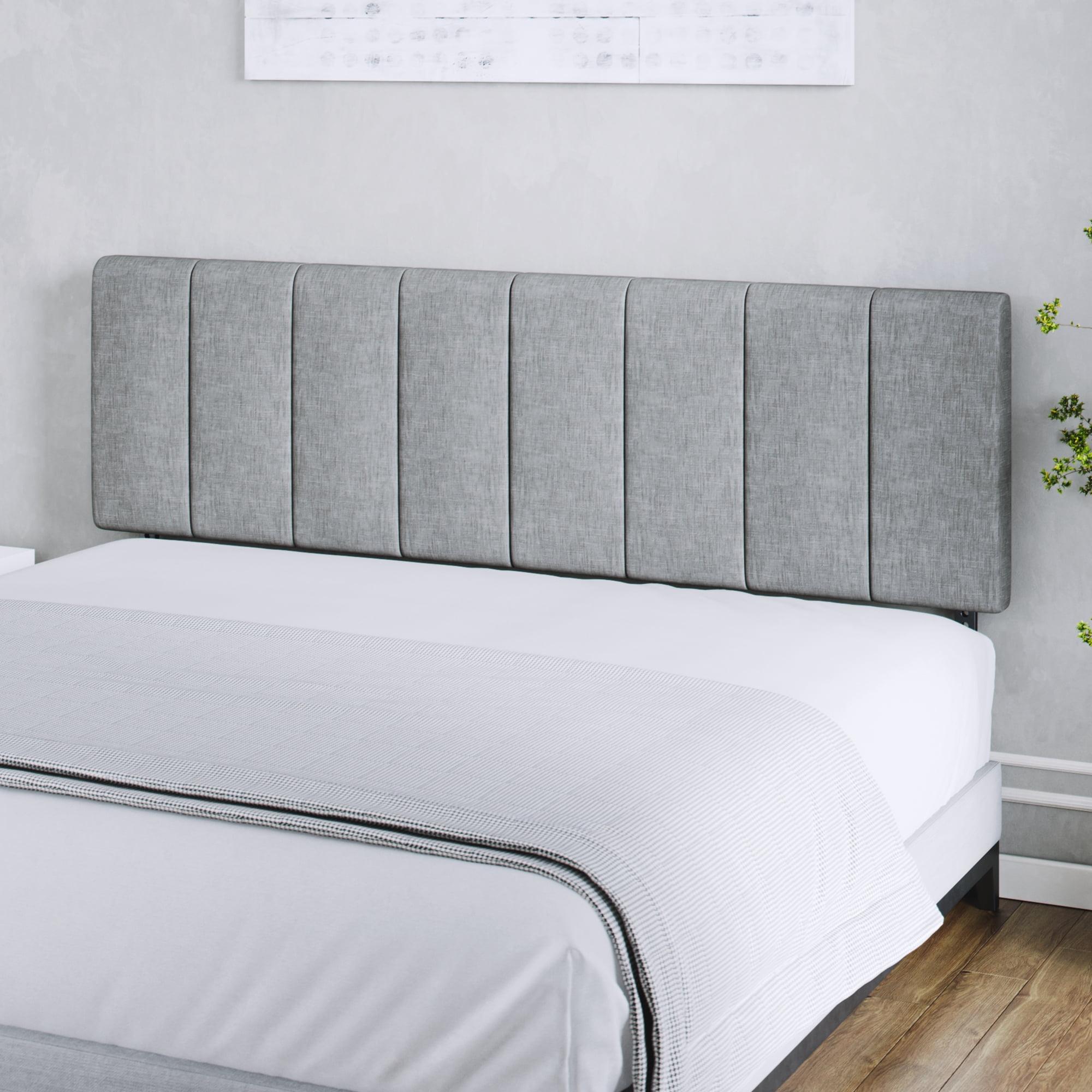 Gray Full Tufted Upholstered Headboard with Adjustable Height