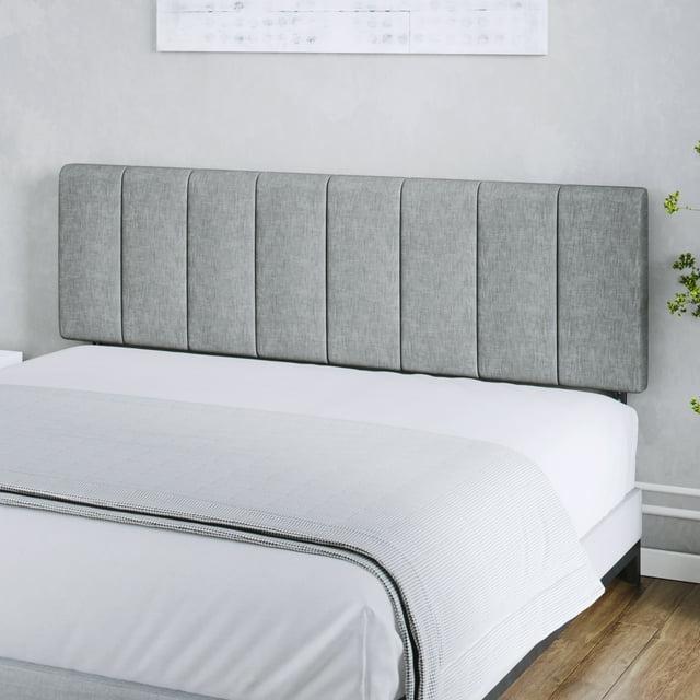 Gray Full Tufted Upholstered Headboard with Adjustable Height