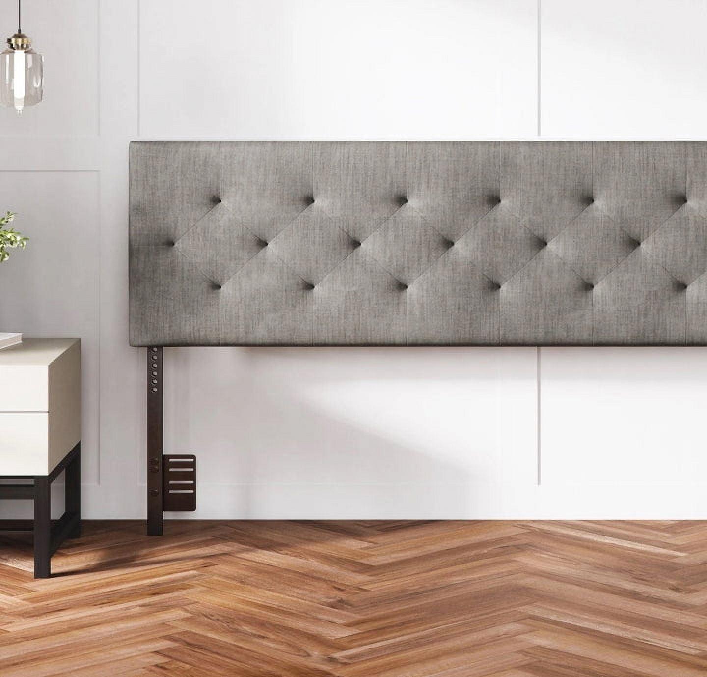 Gray King Vertical Channel-Tufted Upholstered Headboard