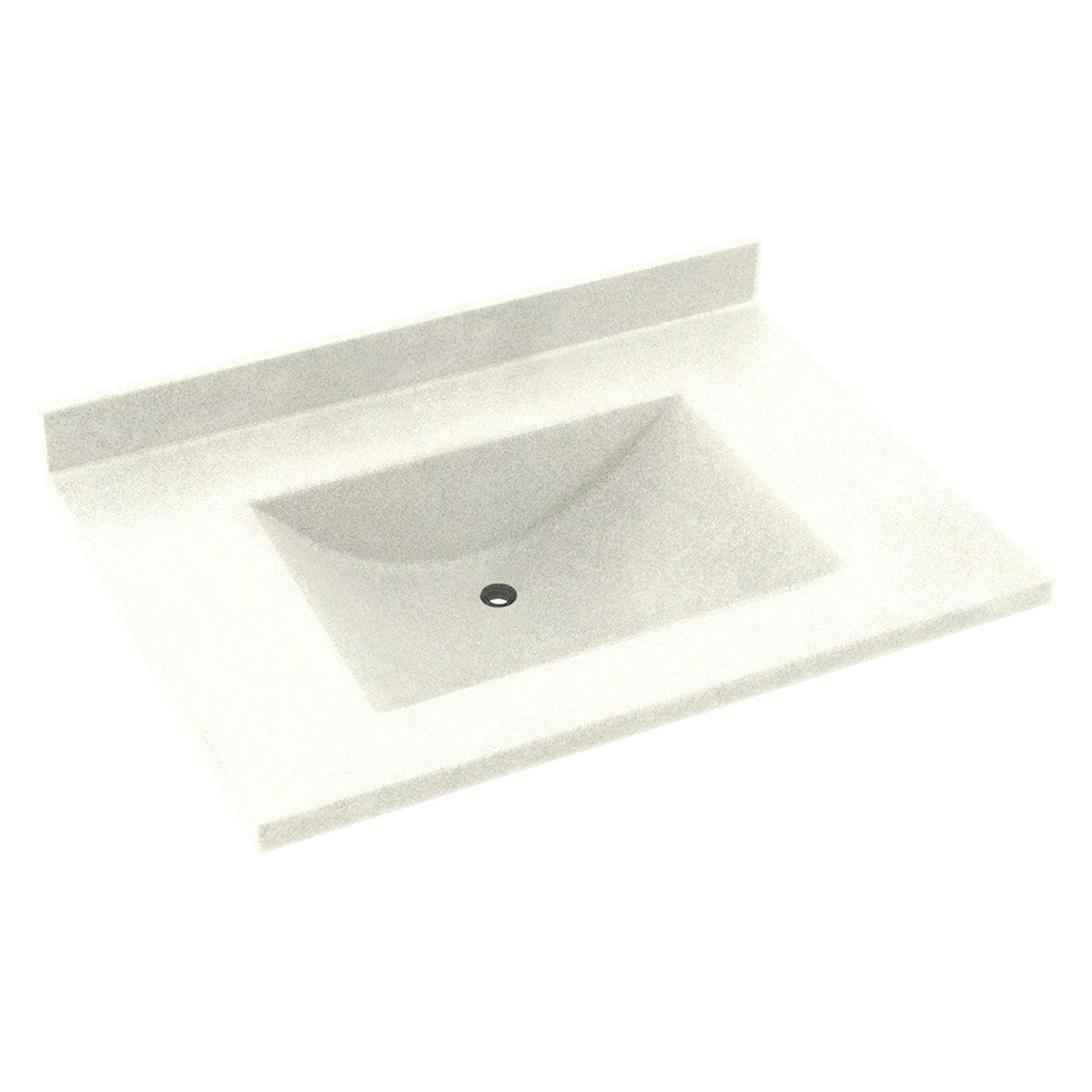 Tahiti White 37'' Swanstone Single Bathroom Vanity Top with Rectangular Sink