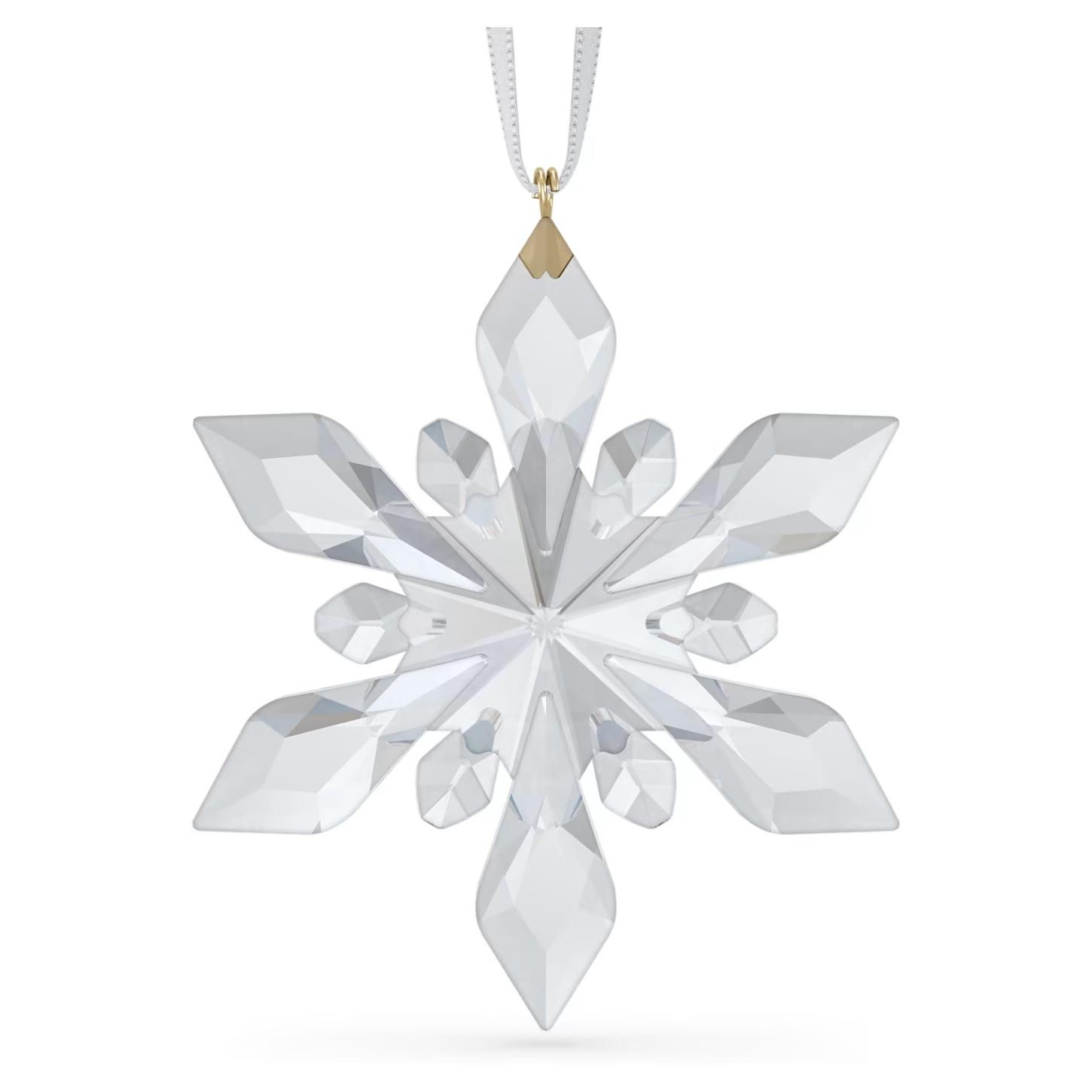 Clear Crystal Snowflake Christmas Ornament with 198 Facets