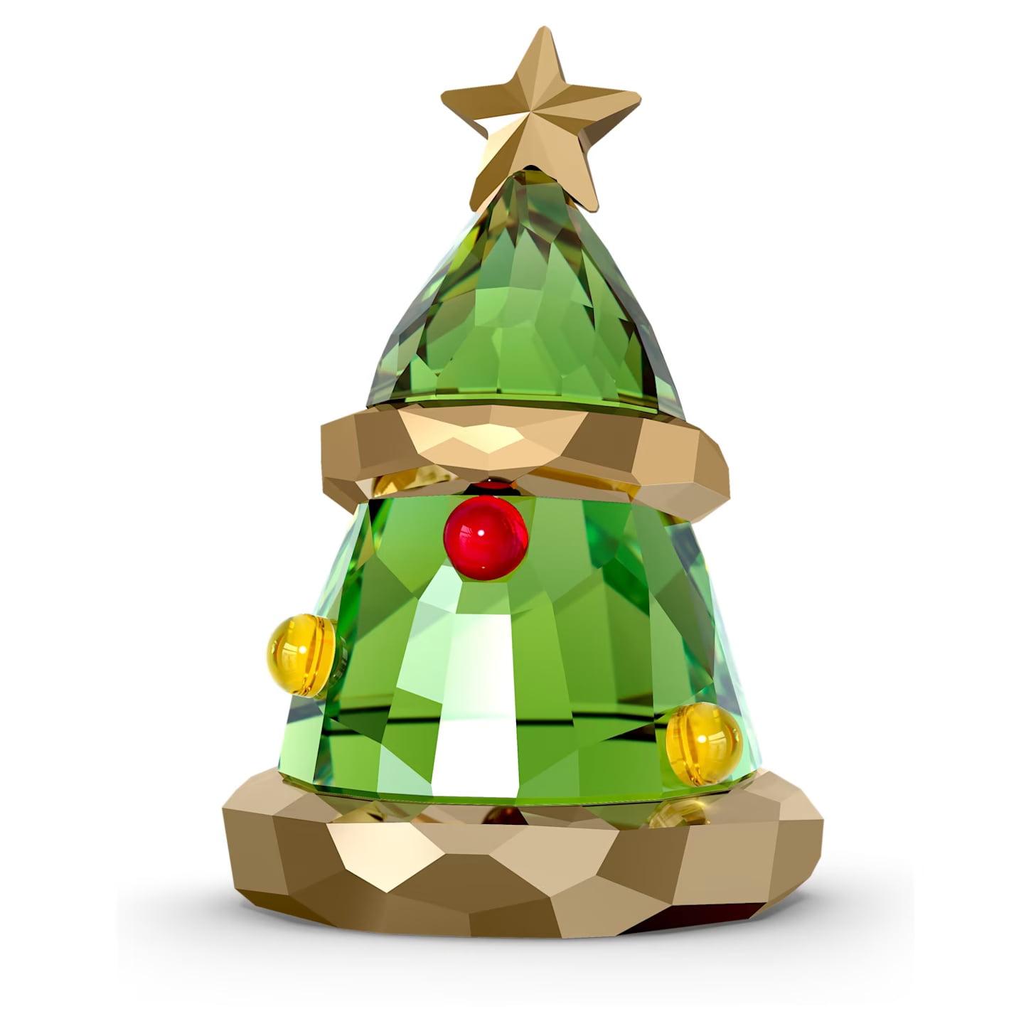 Swarovski Green Crystal Christmas Tree Figurine with Gold Accents