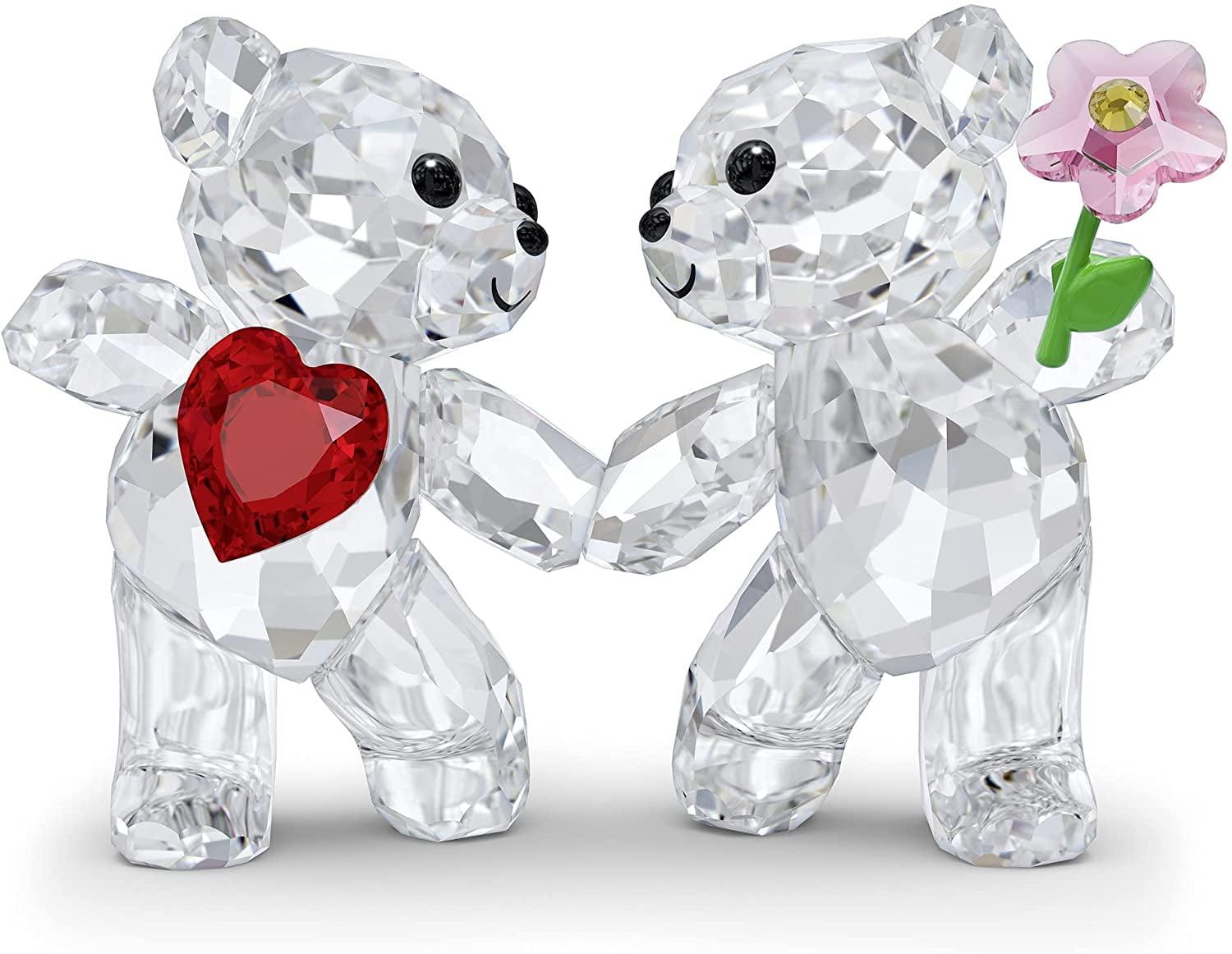 Swarovski Crystal Bear Figurine with Heart and Flower