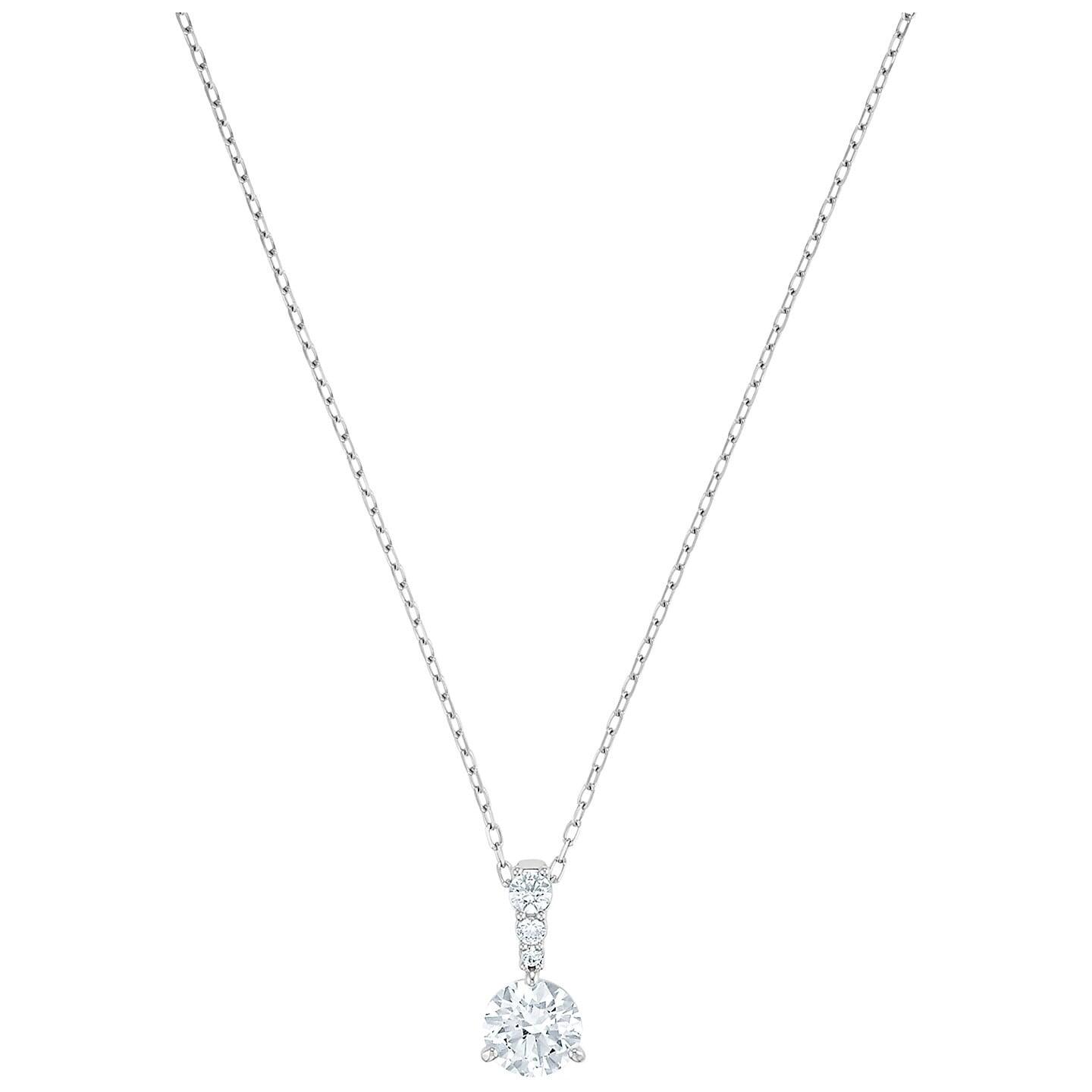 Sterling Silver Cubic Zirconia Choker Pendant Necklace