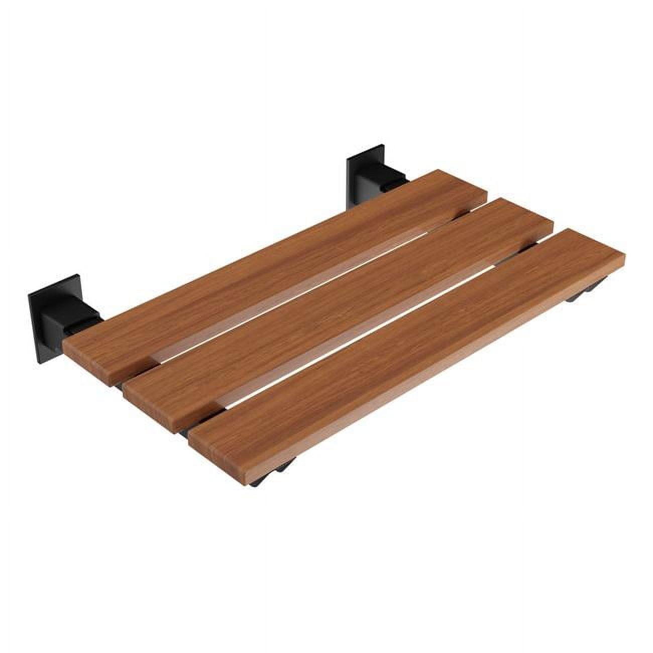 Matte Black Teak Wall Mounted Folding Shower Seat