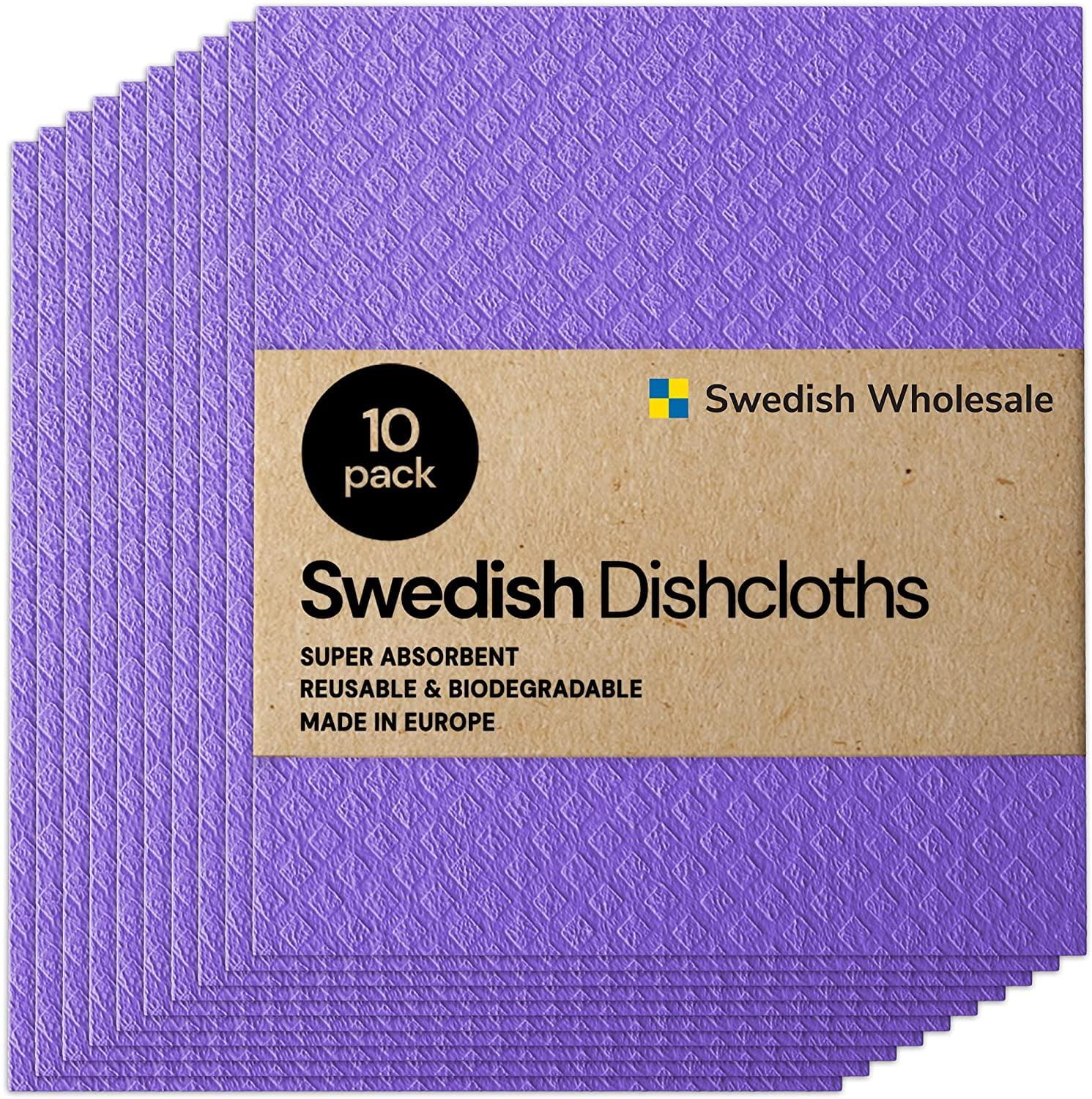 Swedish Wholesale Swedish Dish Cloths - 10 Pack Reusable, Purple