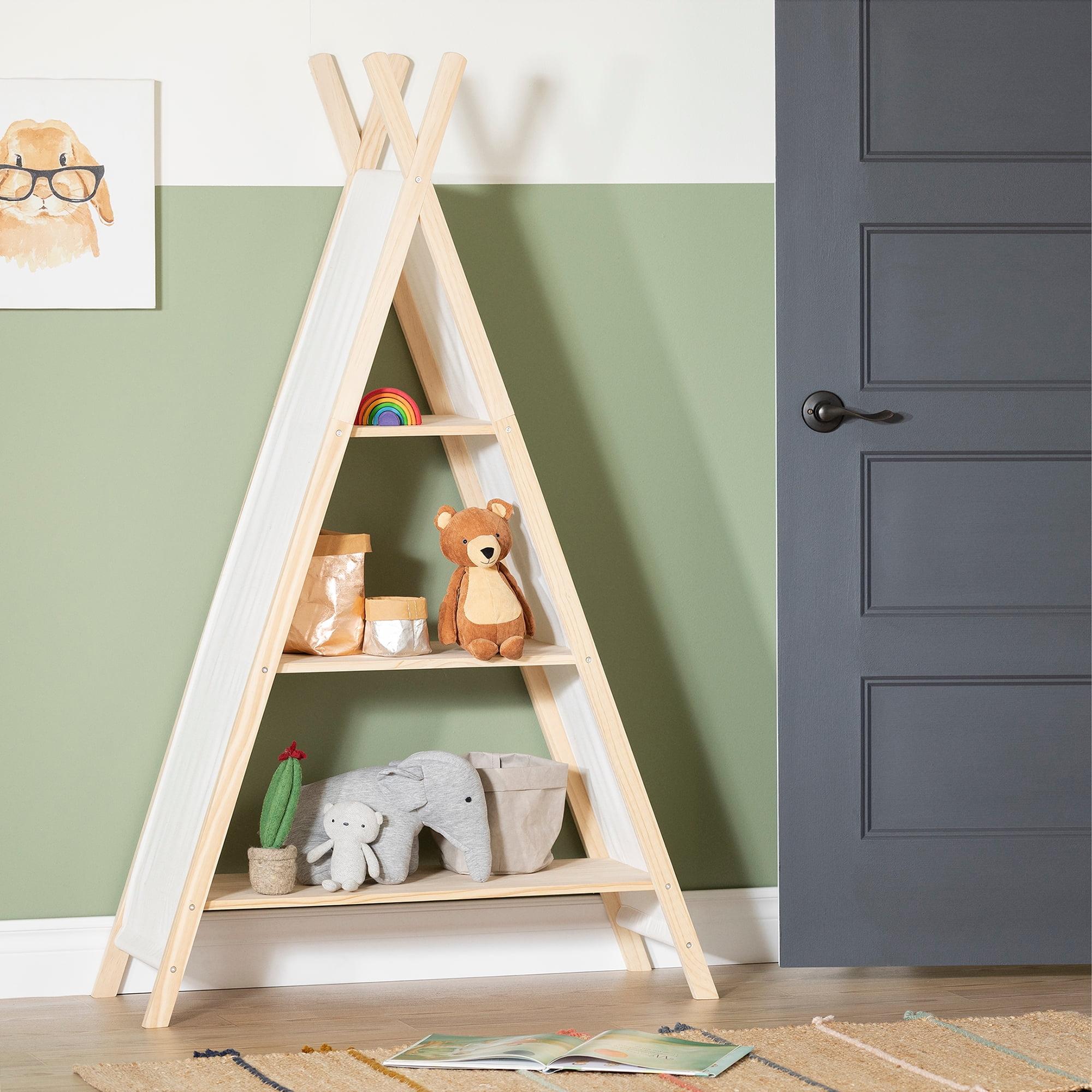 59.25" Sweedi Tent Shelving Unit Natural Cotton/Pine - South Shore: Kids' Room Storage, Pine Frame