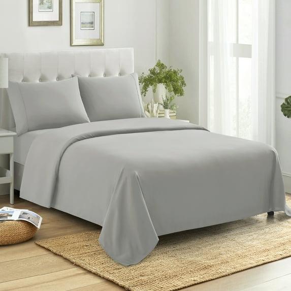 Sweet Home Collection 100% Cotton Percale 4-Piece Solid Sheet Set
