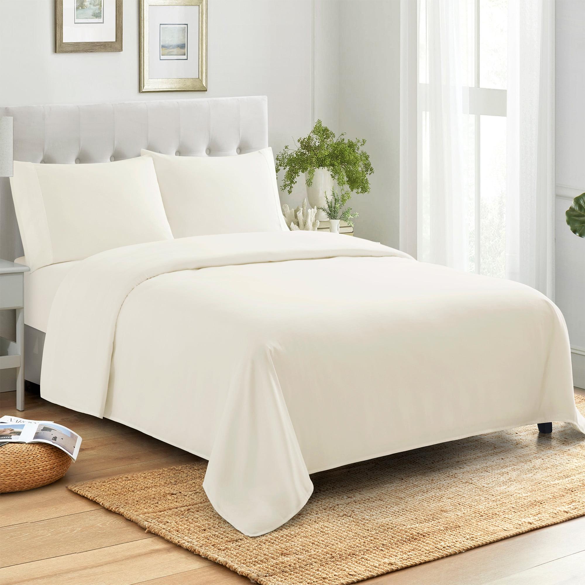 4 Piece 100% Cotton 400 Thread Count Sheet Set by Sweet Home Collection®, King, Ivory